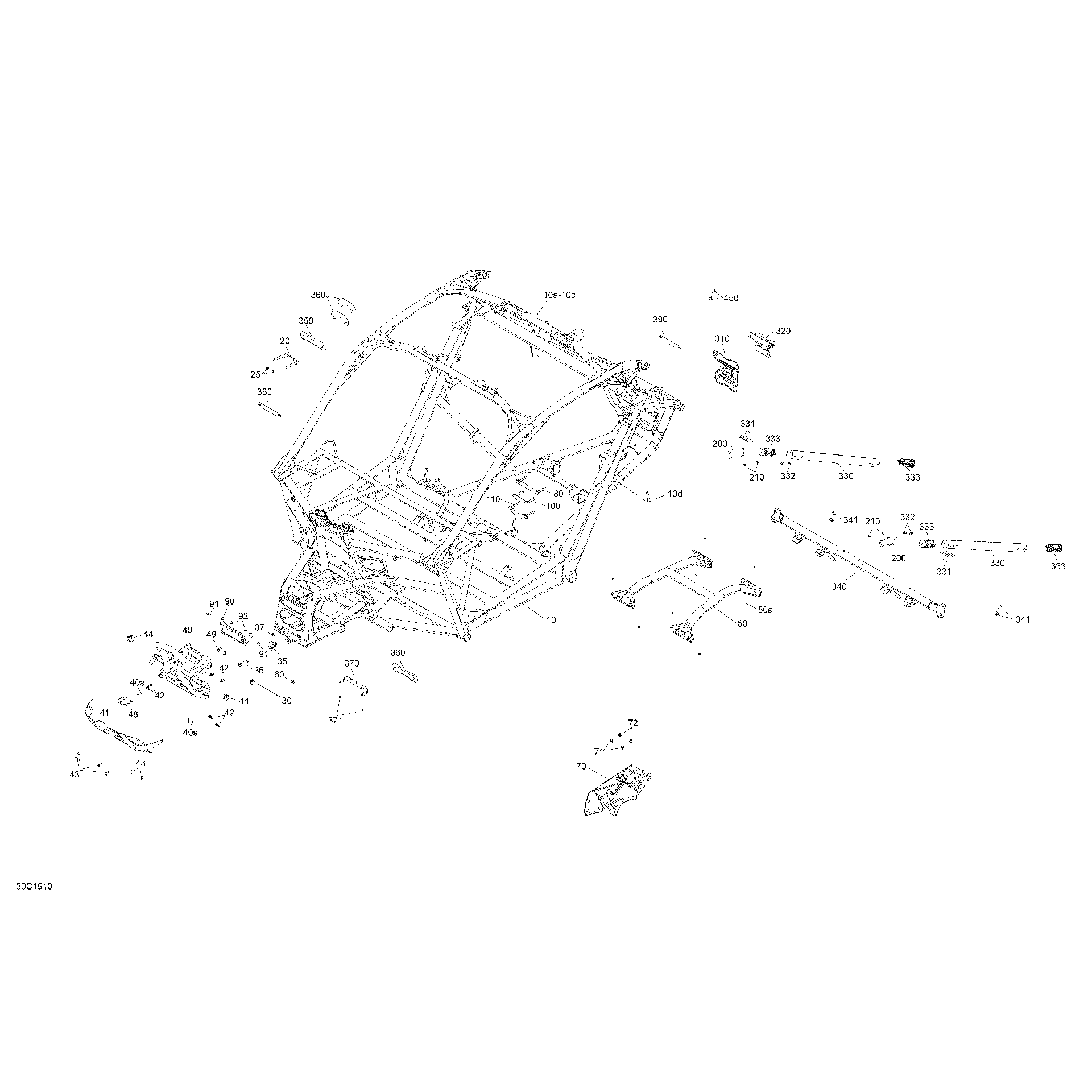 An Image of a Genuine Can-Am Parts Schematic Diagram showing the schematic - FRAME - TURBO