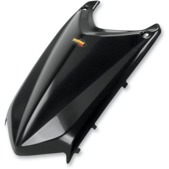 Hood Black by Maier is a glossy black rear seat cowl with smooth, angular lines and a Maier logo sticker. Made of high-density polyethylene, this OE color-matched cover fits over the passenger seat for a sleek look.