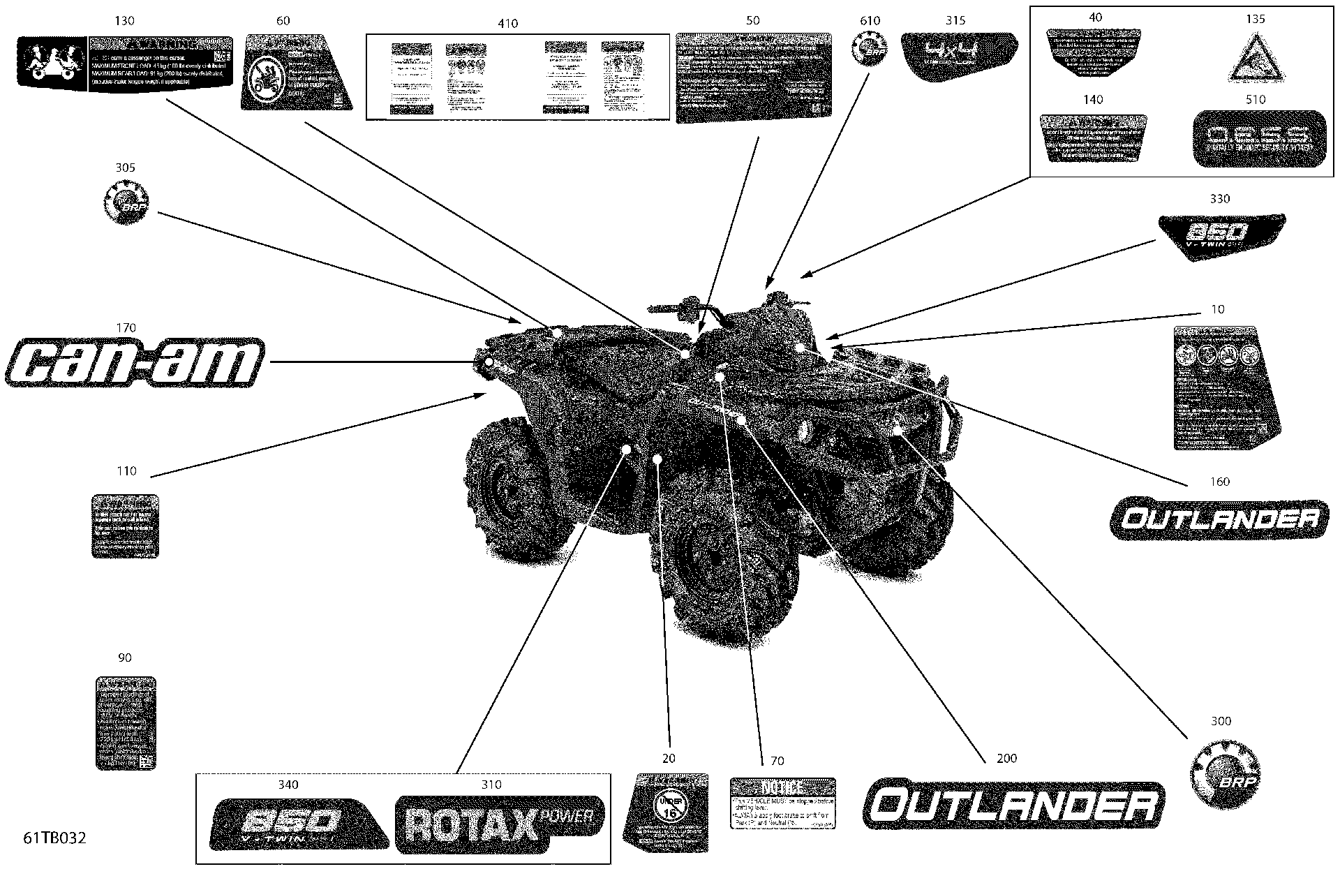 An Image of a Genuine Can-Am Parts Schematic Diagram showing the schematic - BODY - DECALS