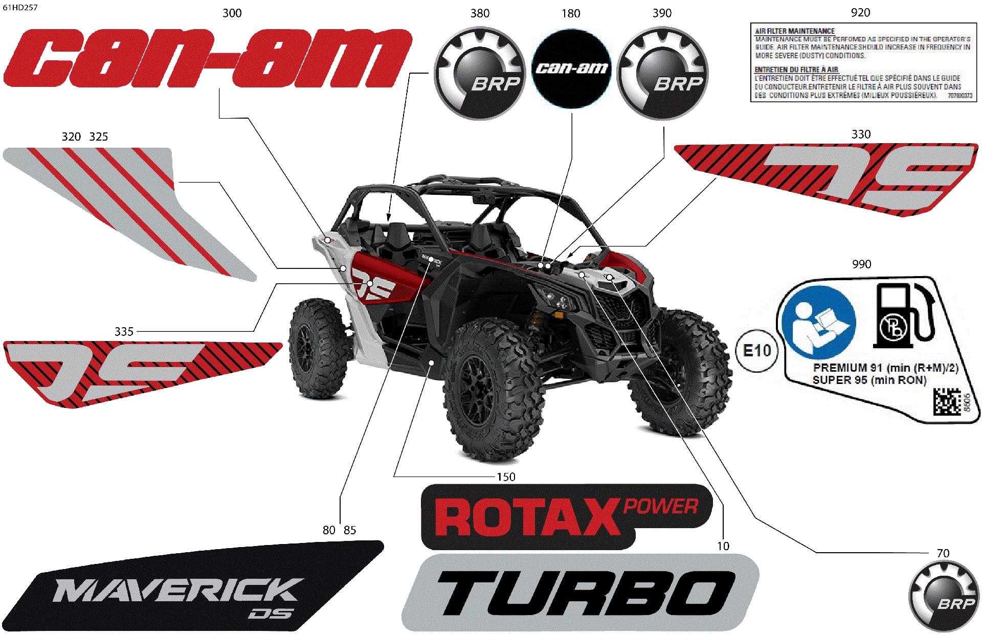 An Image of a Genuine Can-Am Parts Schematic Diagram showing the schematic - BODY - DECALS