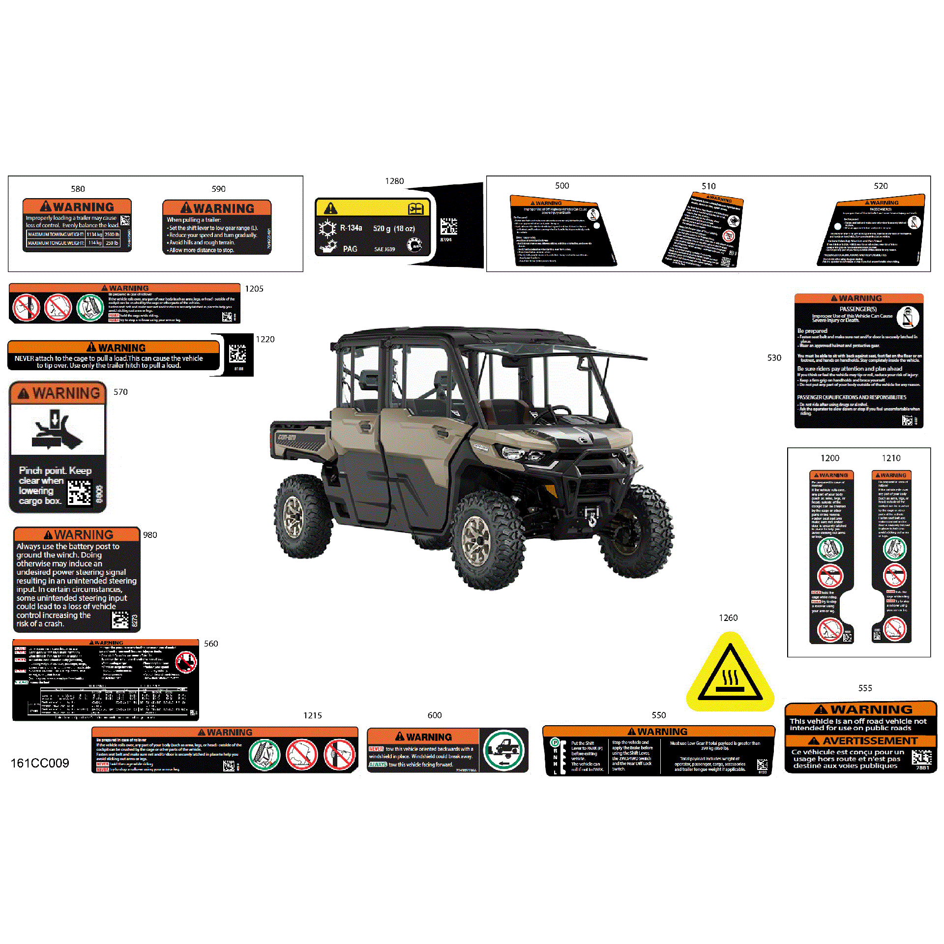 An Image of a Genuine Can-Am Parts Schematic Diagram showing the schematic - BODY - WARNING DECALS