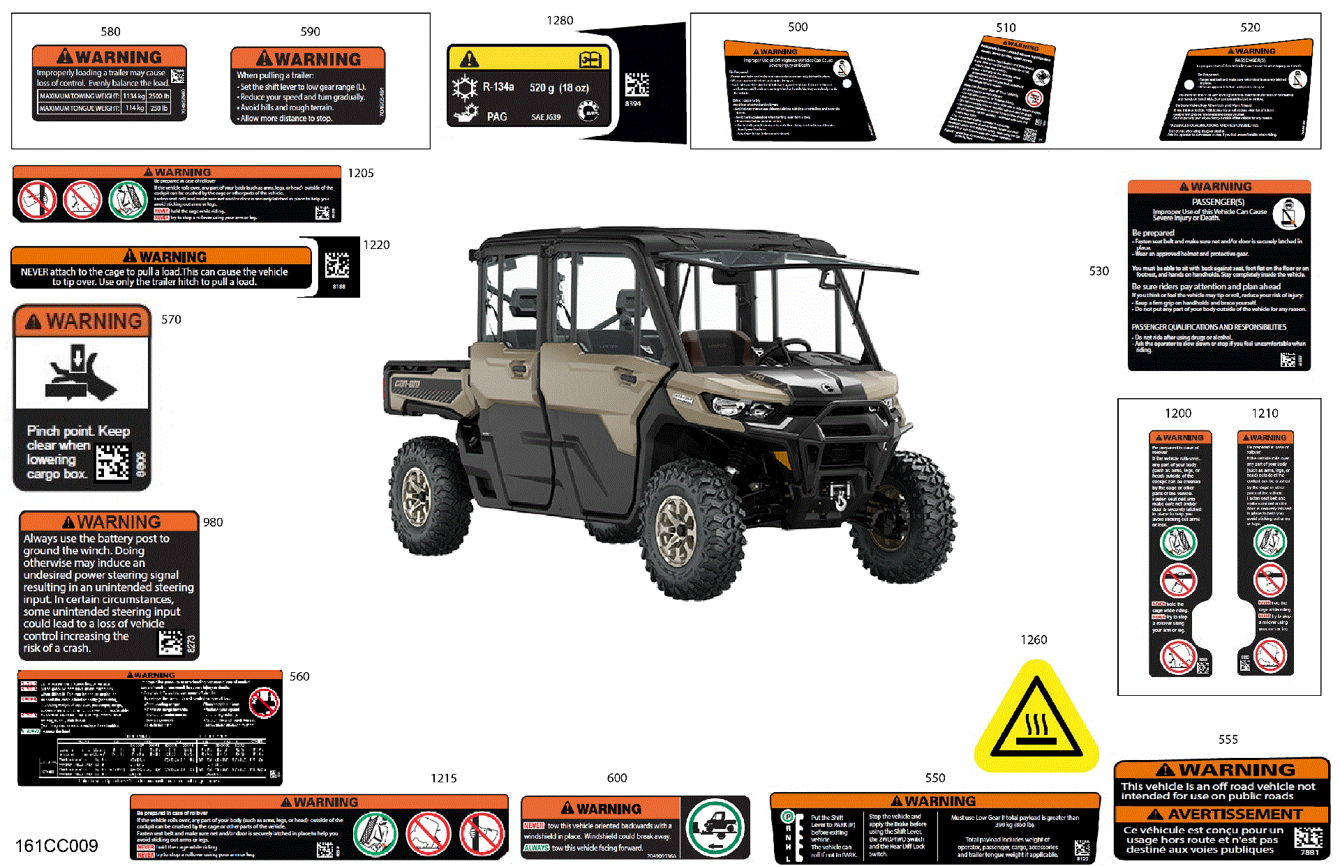 An Image of a Genuine Can-Am Parts Schematic Diagram showing the schematic - BODY - WARNING DECALS