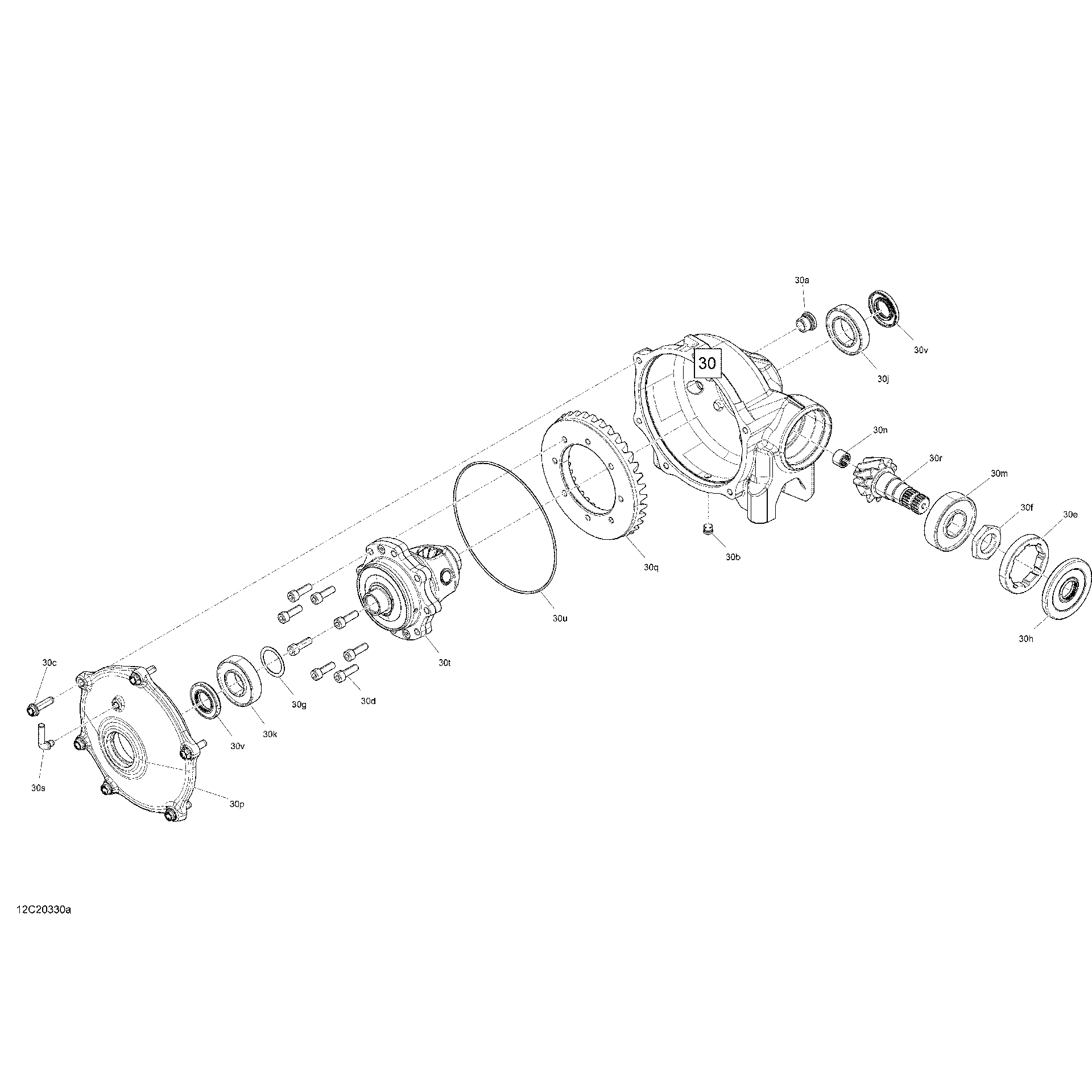 An Image of a Genuine Can-Am Parts Schematic Diagram showing the schematic - FRONT DRIVE - DIFFERENTIAL PARTS