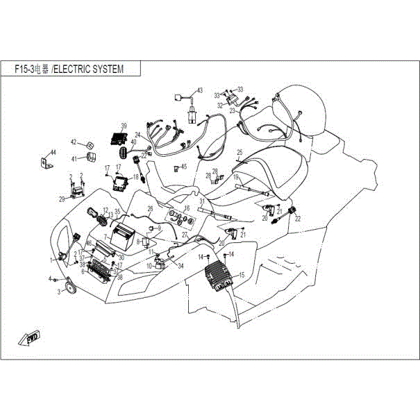An Image of a genuine CFMOTO Parts Schematic Diagram showing the group - ELECTRIC SYSTEM (EPS) - 2016 CFMOTO CFORCE 800 X8