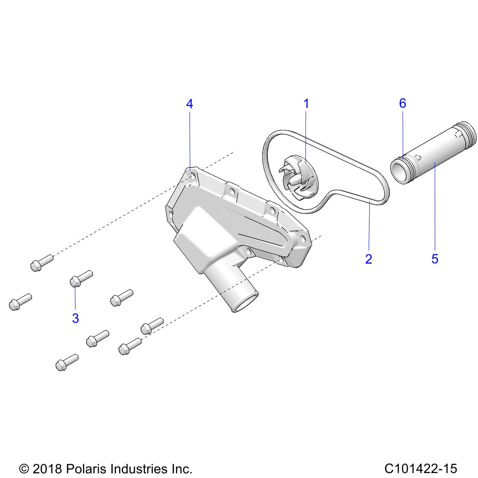 An Image of a Genuine Polaris Parts Schematic Diagram showing the schematic - ENGINE: WATERPUMP IMPELLER and COVER - 2021 POLARIS SPORTSMAN 570 TRAIL