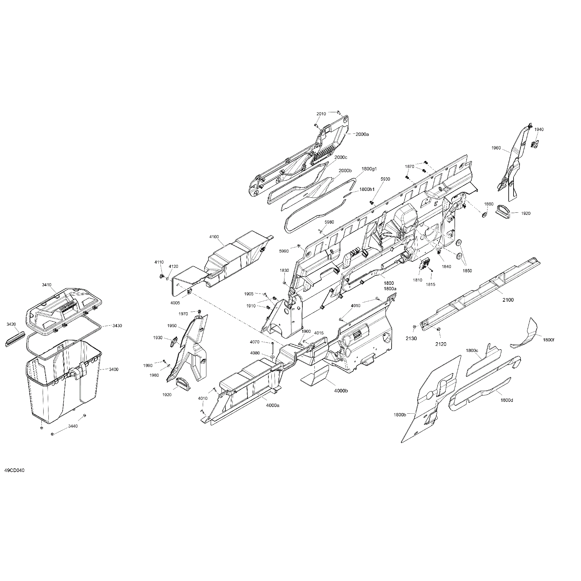 An Image of a Genuine Can-Am Parts Schematic Diagram showing the schematic - CAB INTERIOR - BACK WALL