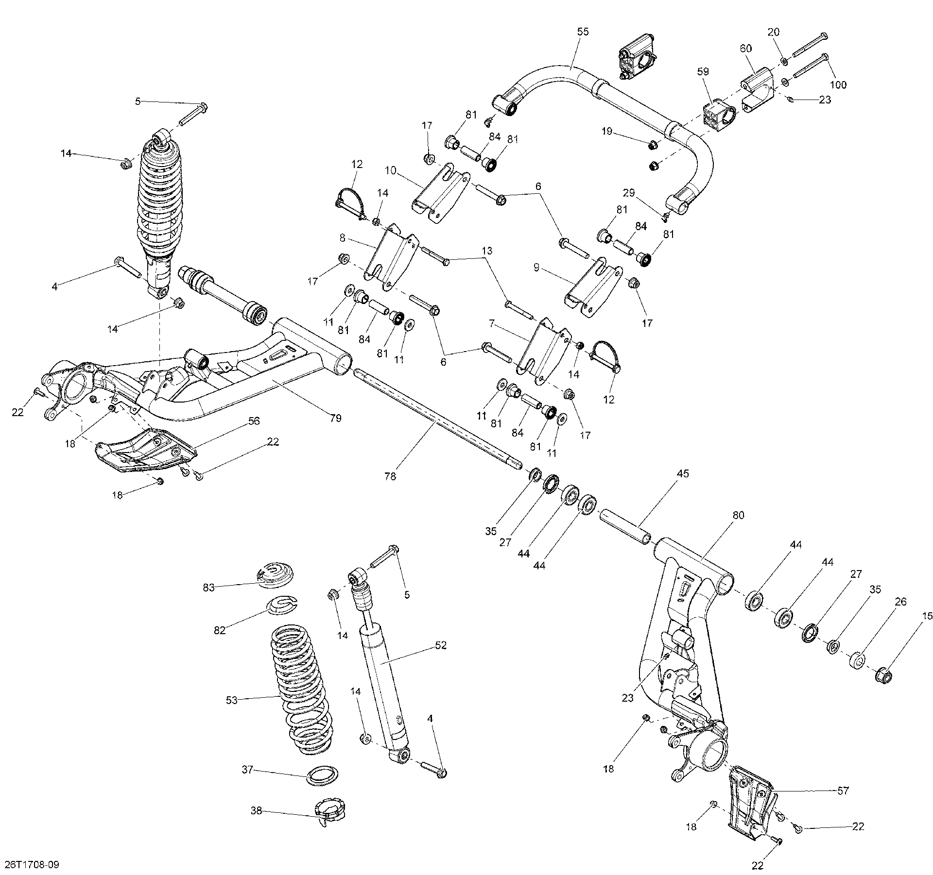 An Image of a Genuine Can-Am Parts Schematic Diagram showing the schematic - REAR SUSPENSION