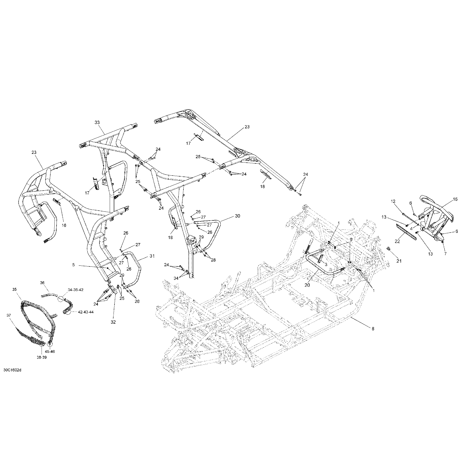 An Image of a Genuine Can-Am Parts Schematic Diagram showing the schematic - FRAME MAX- X DS PACKAGE