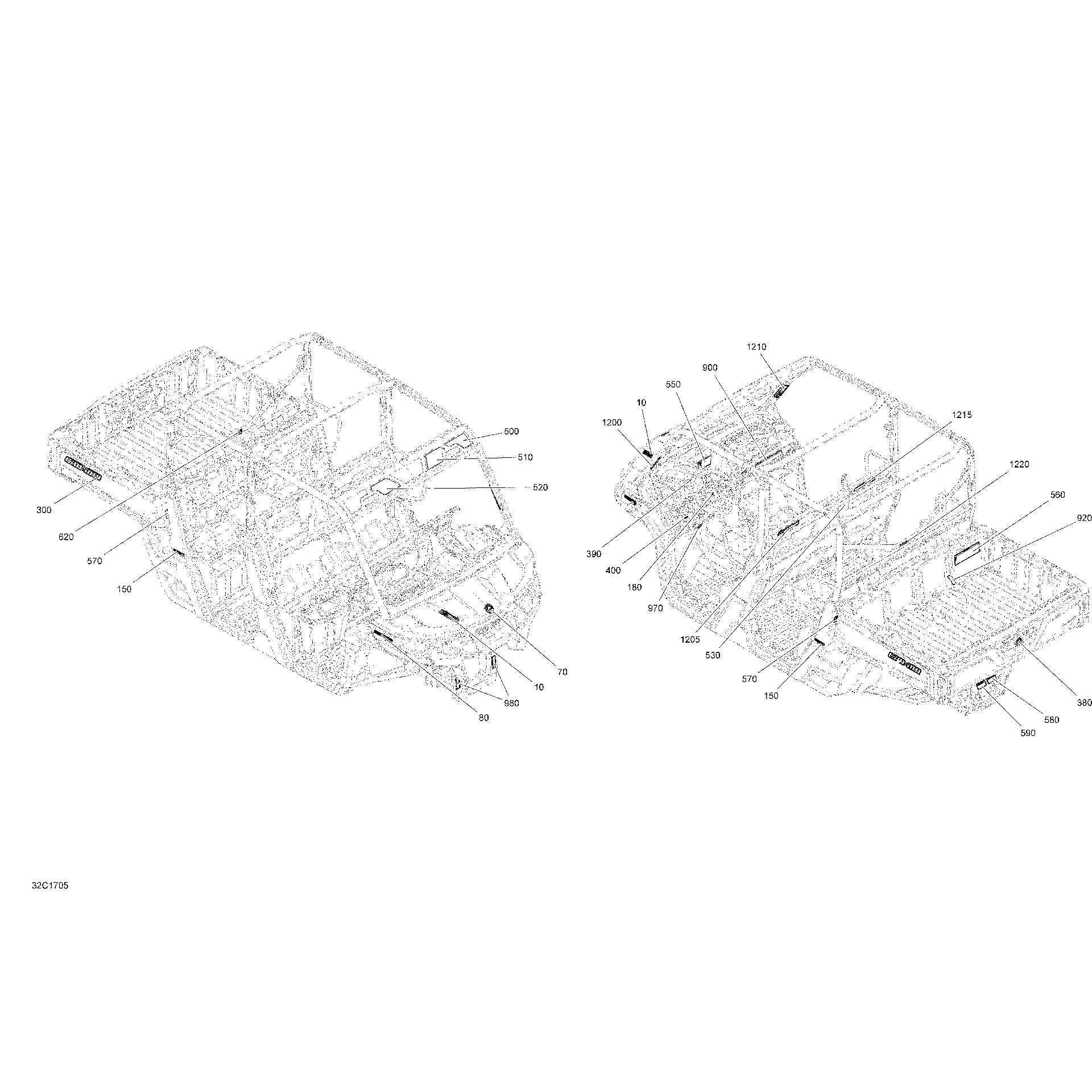 An Image of a Genuine Can-Am Parts Schematic Diagram showing the schematic - DECALS - ALL MODELS