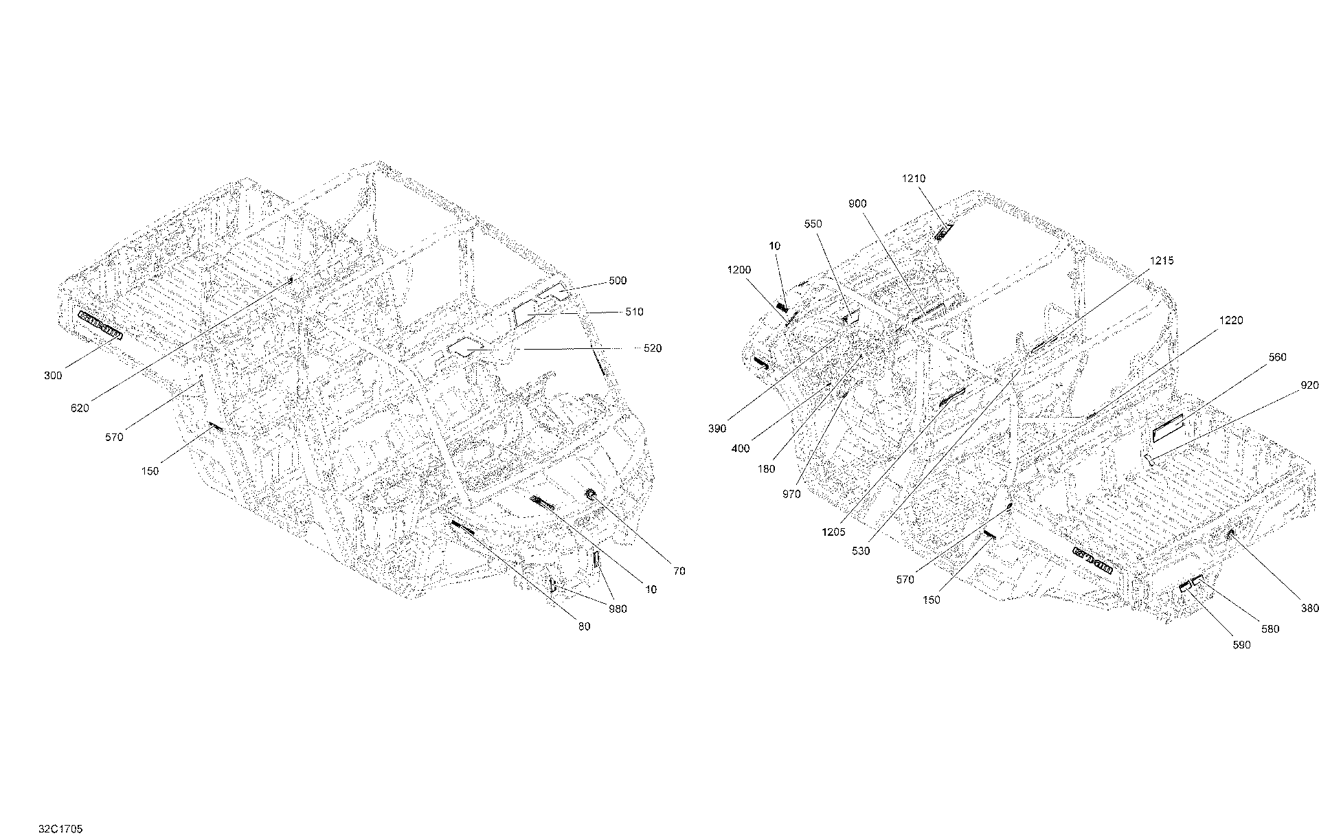 An Image of a Genuine Can-Am Parts Schematic Diagram showing the schematic - DECALS - ALL MODELS