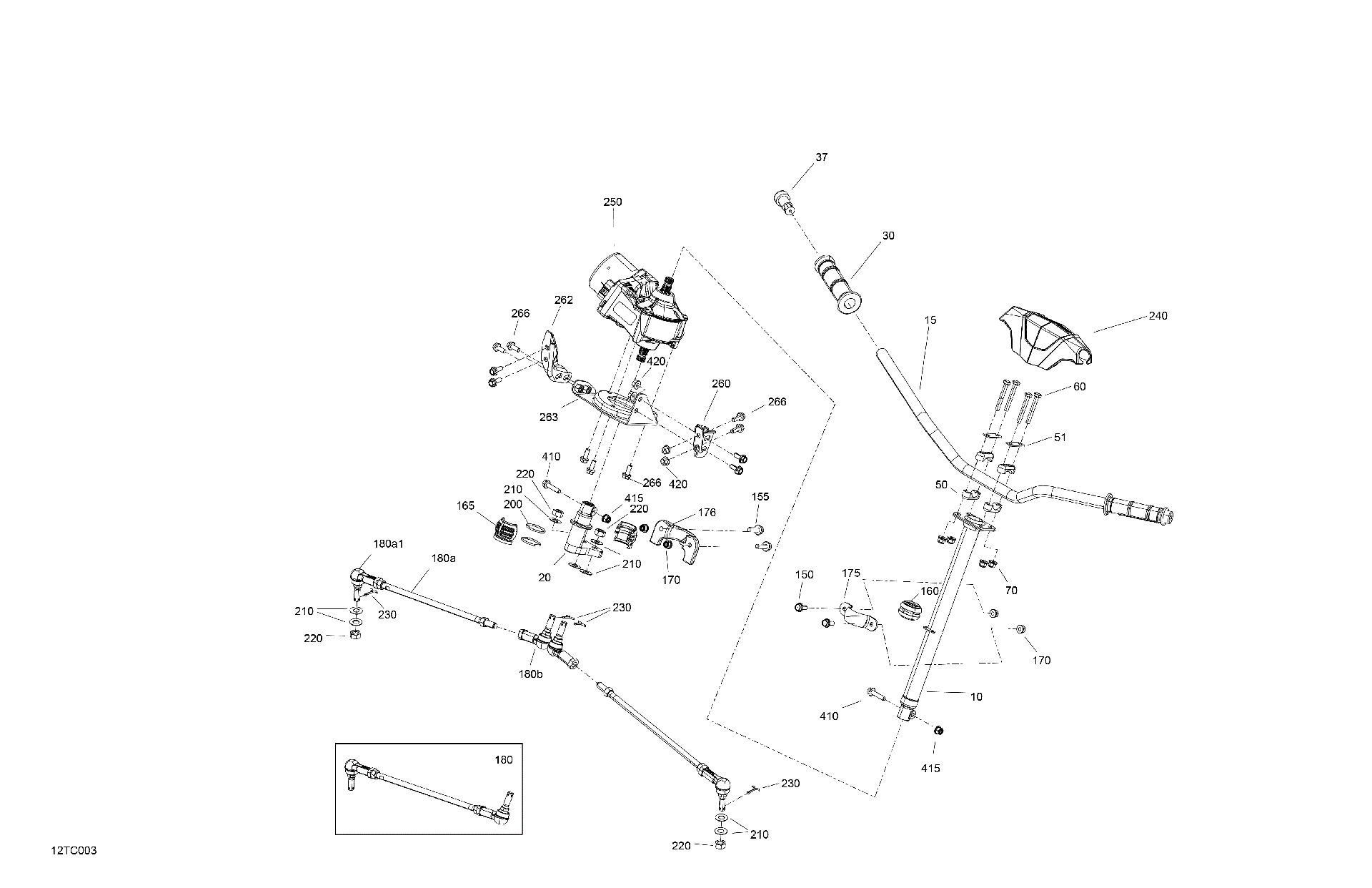 An Image of a Genuine Can-Am Parts Schematic Diagram showing the schematic - MECHANIC - STEERING