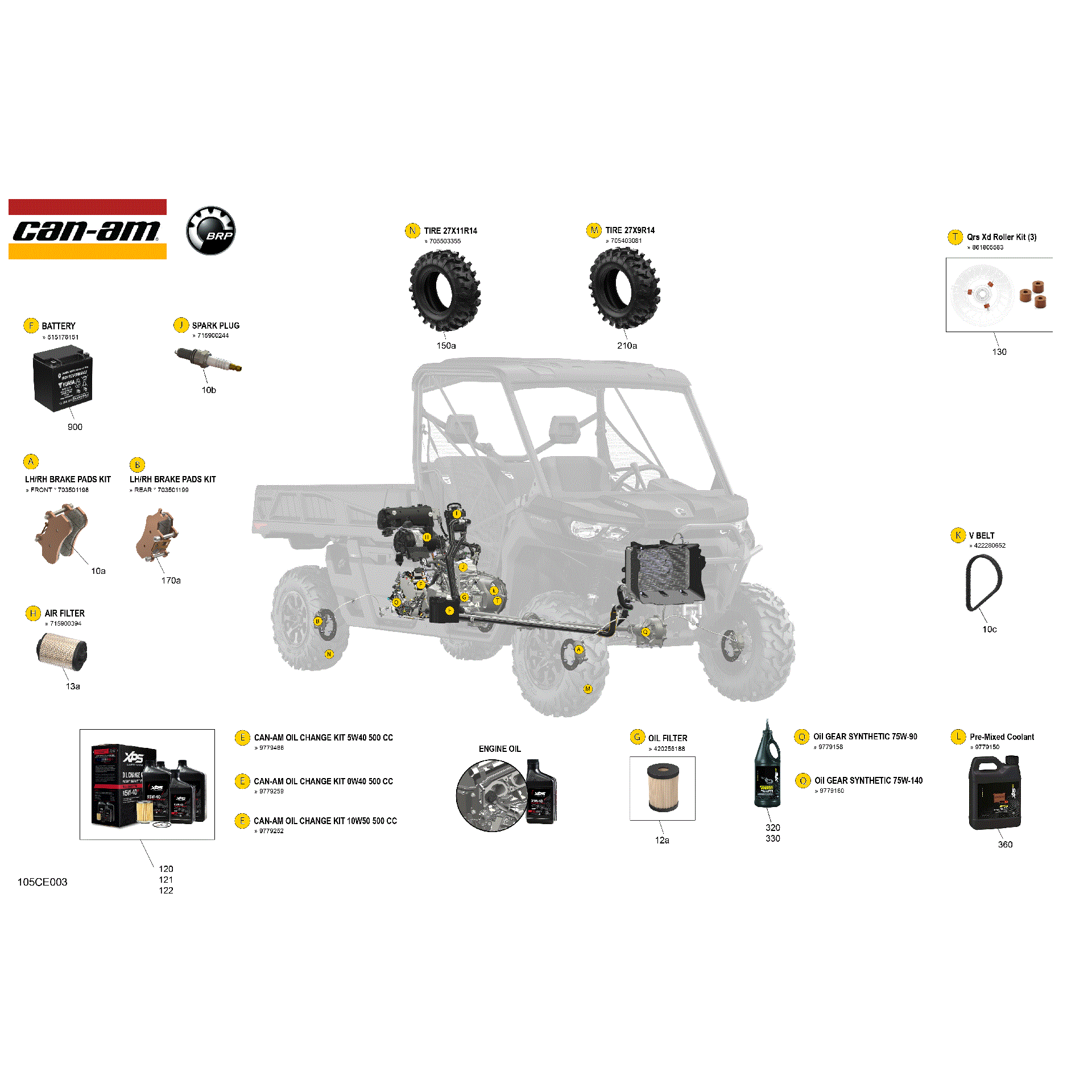 An Image of a Genuine Can-Am Parts Schematic Diagram showing the schematic - SERVICE - MAINTENANCE PARTS & FLUIDS