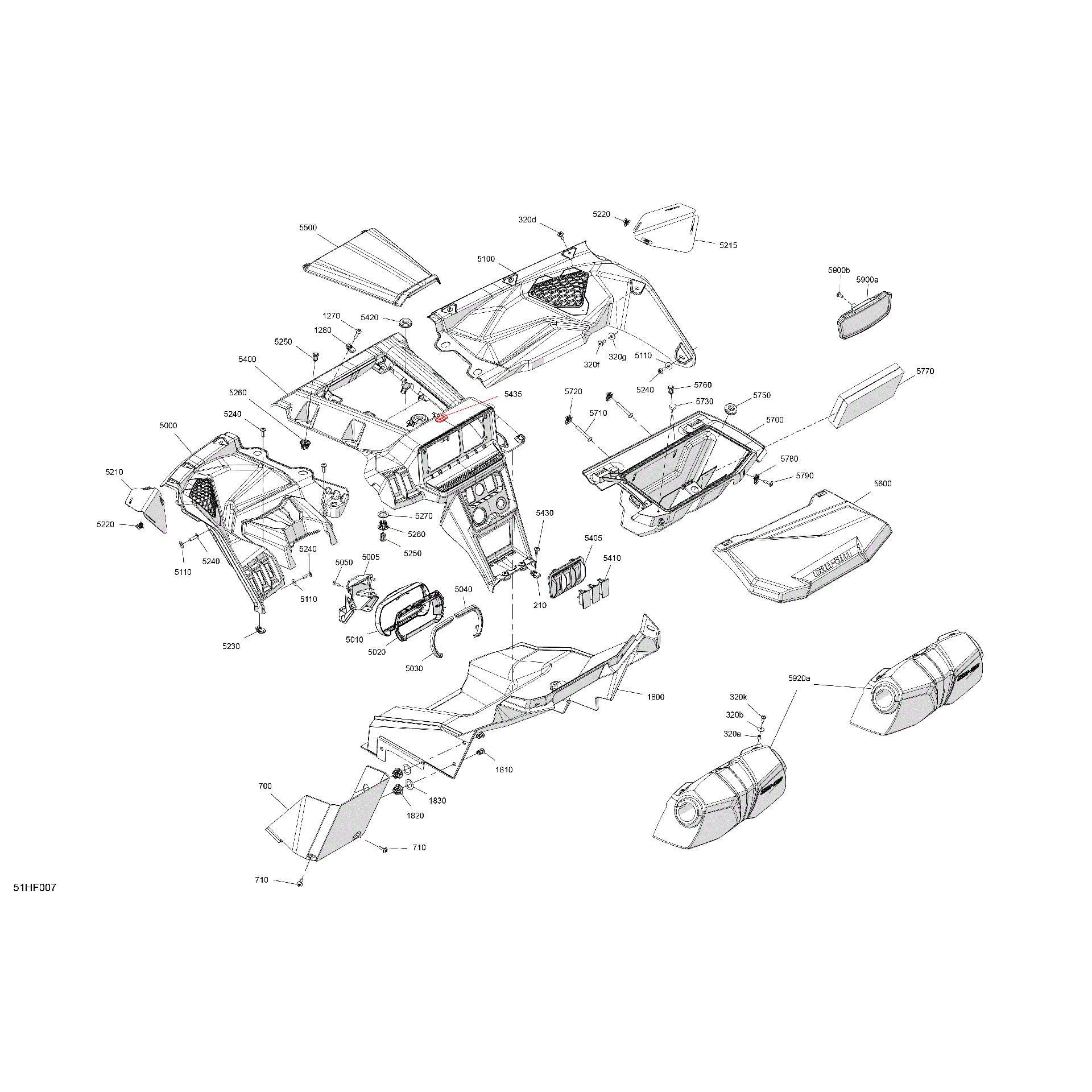 An Image of a Genuine Can-Am Parts Schematic Diagram showing the schematic - CAB INTERIOR - DASHBOARD