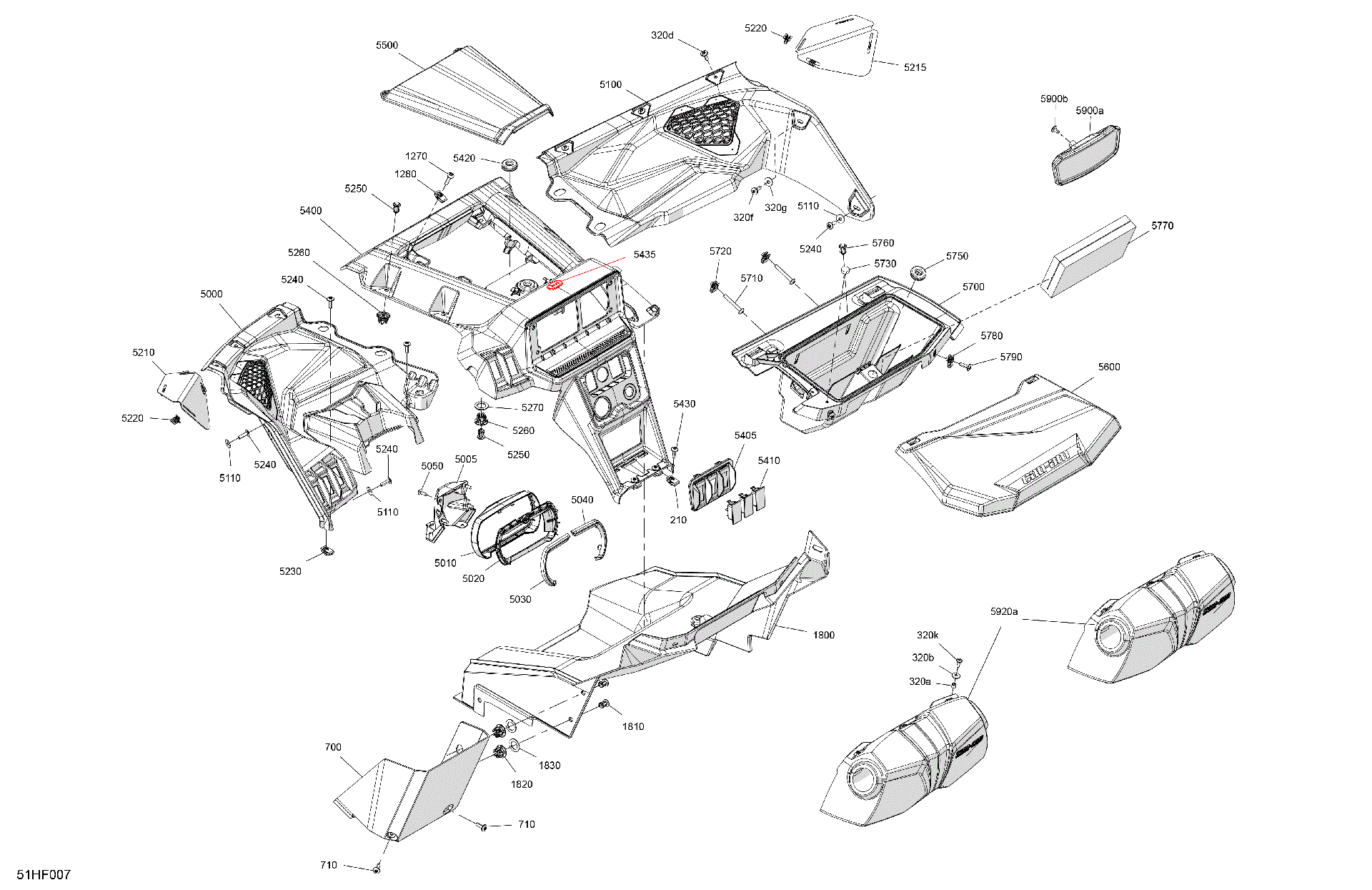 An Image of a Genuine Can-Am Parts Schematic Diagram showing the schematic - CAB INTERIOR - DASHBOARD