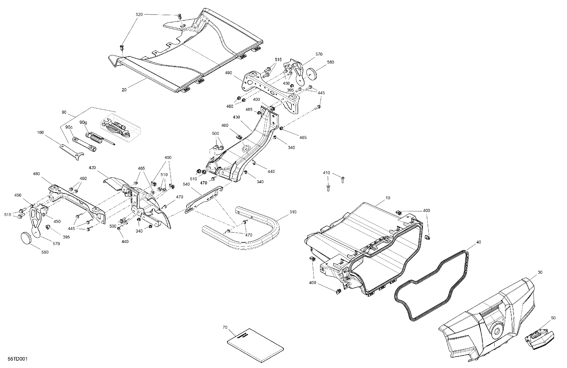 An Image of a Genuine Can-Am Parts Schematic Diagram showing the schematic - BODY - FRONT STORAGE TRAY