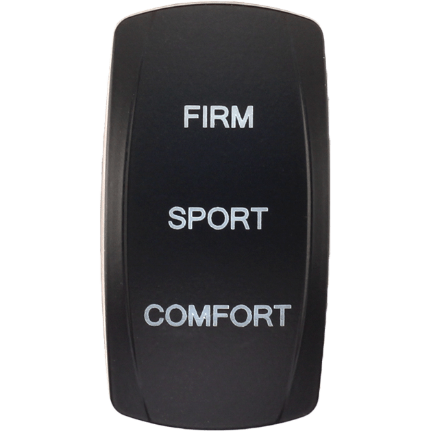 The Dash Switch Rocker Face Firm/Sport/Comfot by XTC Power is a black button featuring white text labels for FIRM, SPORT, and COMFORT.