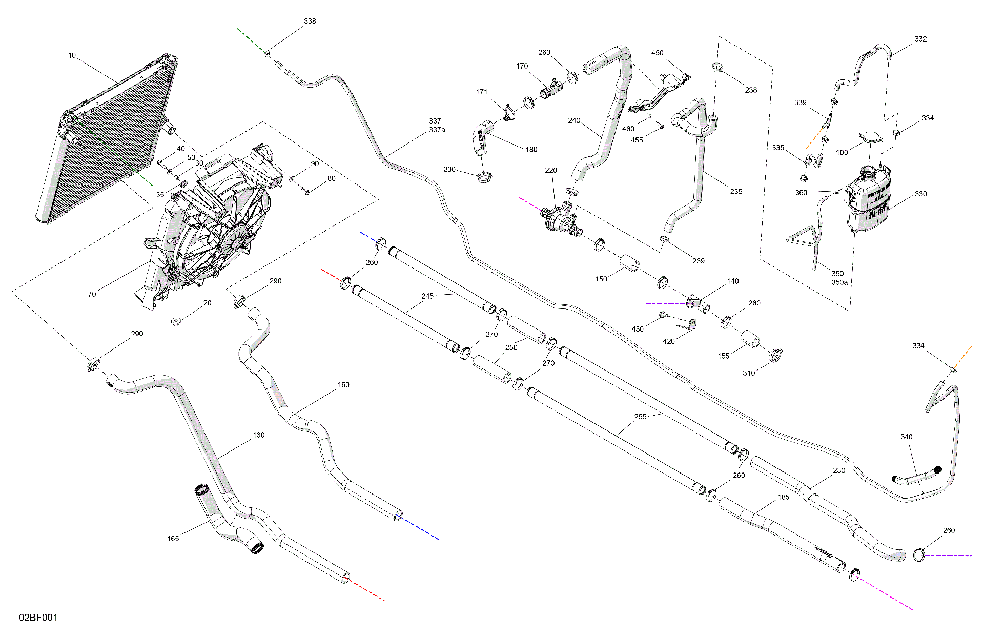 An Image of a Genuine Can-Am Parts Schematic Diagram showing the schematic - ENGINE - COOLING
