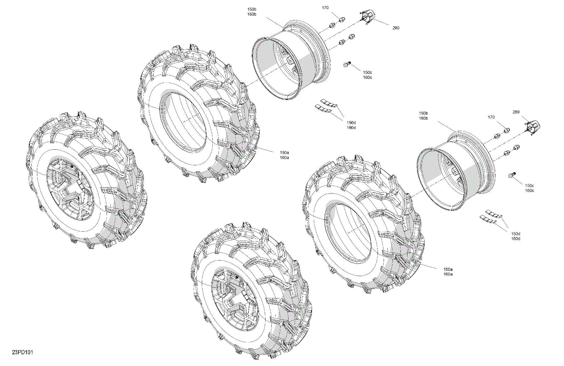 An Image of a Genuine Can-Am Parts Schematic Diagram showing the schematic - DRIVE - REAR WHEELS