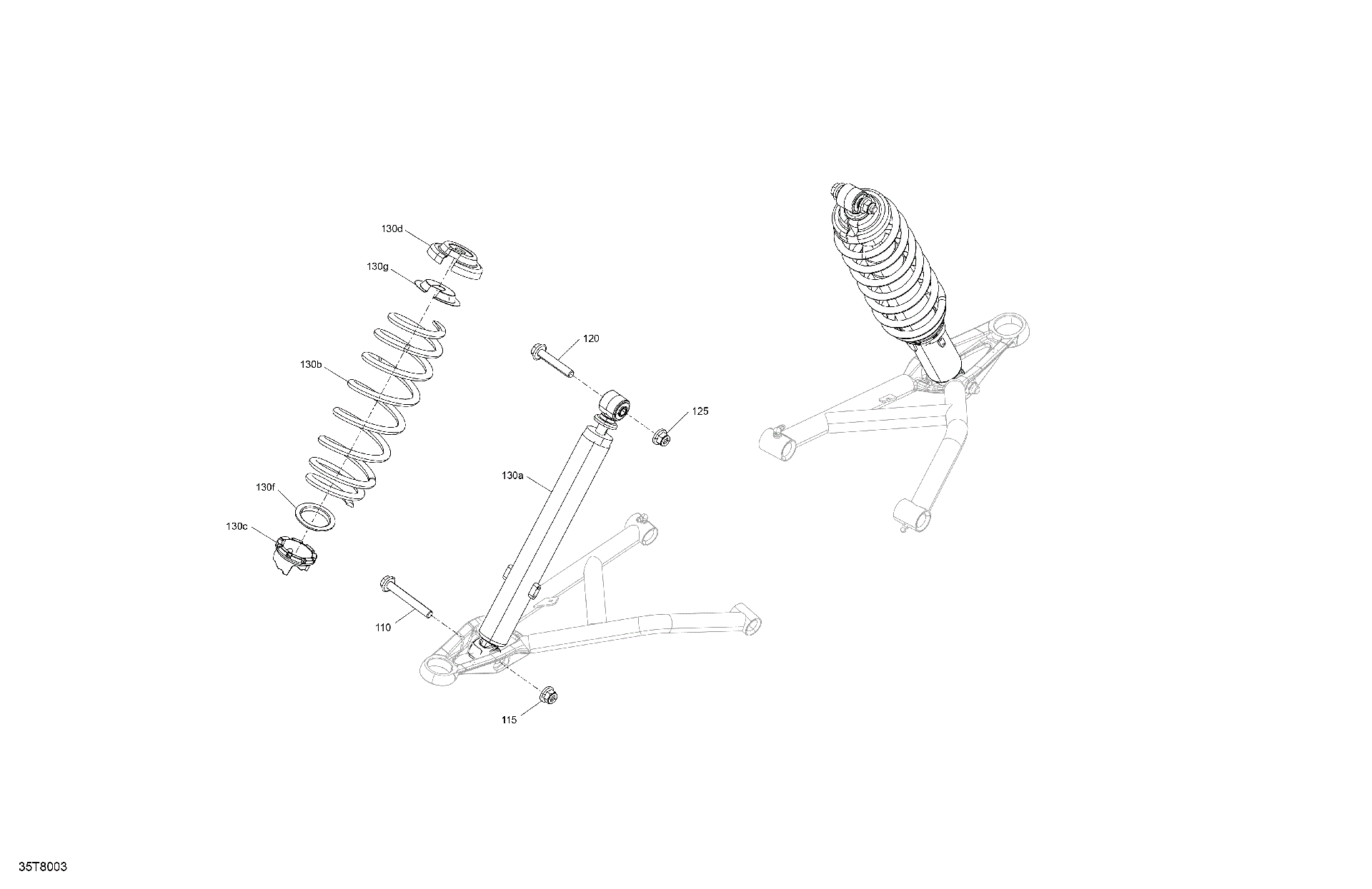 An Image of a Genuine Can-Am Parts Schematic Diagram showing the schematic - SUSPENSION - FRONT SHOCKS