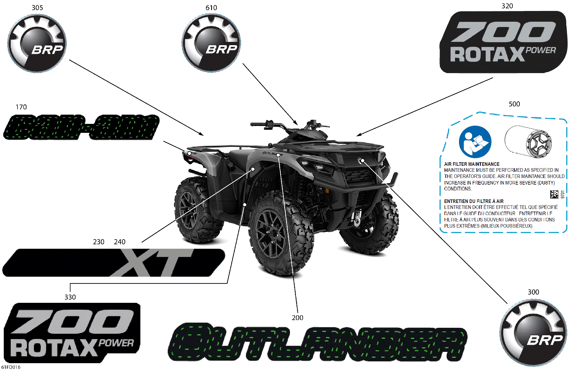 An Image of a Genuine Can-Am Parts Schematic Diagram showing the schematic - BODY - FEATURE DECALS