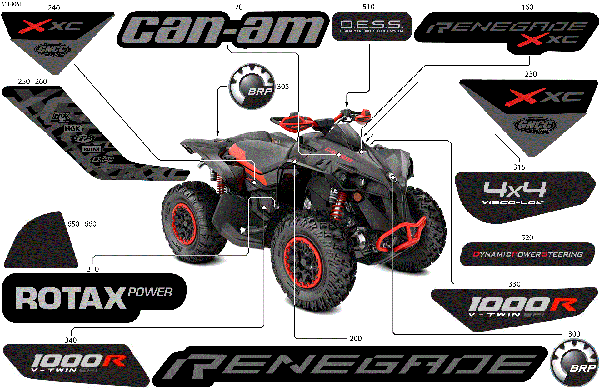 An Image of a Genuine Can-Am Parts Schematic Diagram showing the schematic - BODY - FEATURE DECALS