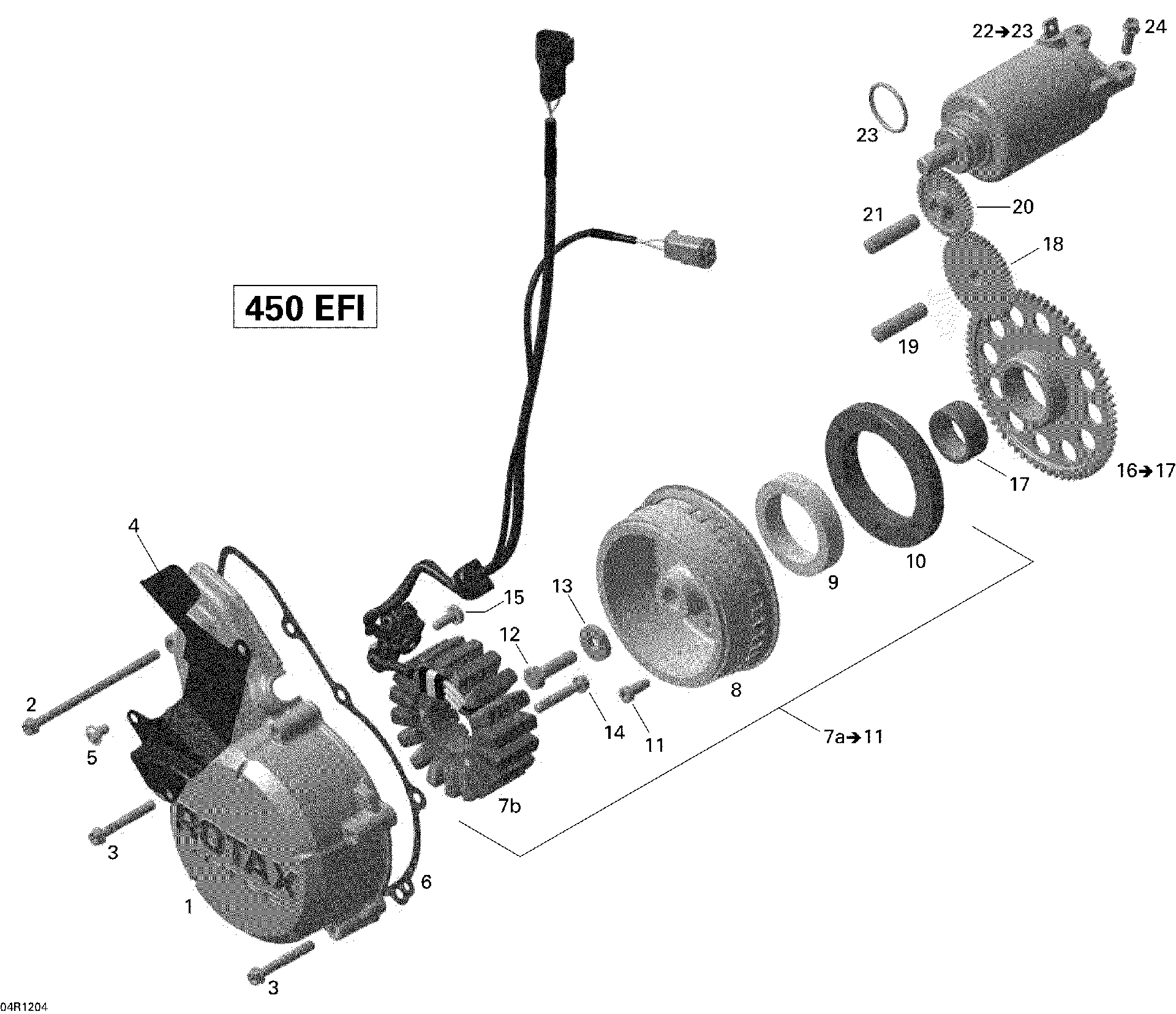 An Image of a Genuine Can-Am Parts Schematic Diagram showing the schematic - MAGNETO AND ELECTRIC STARTER