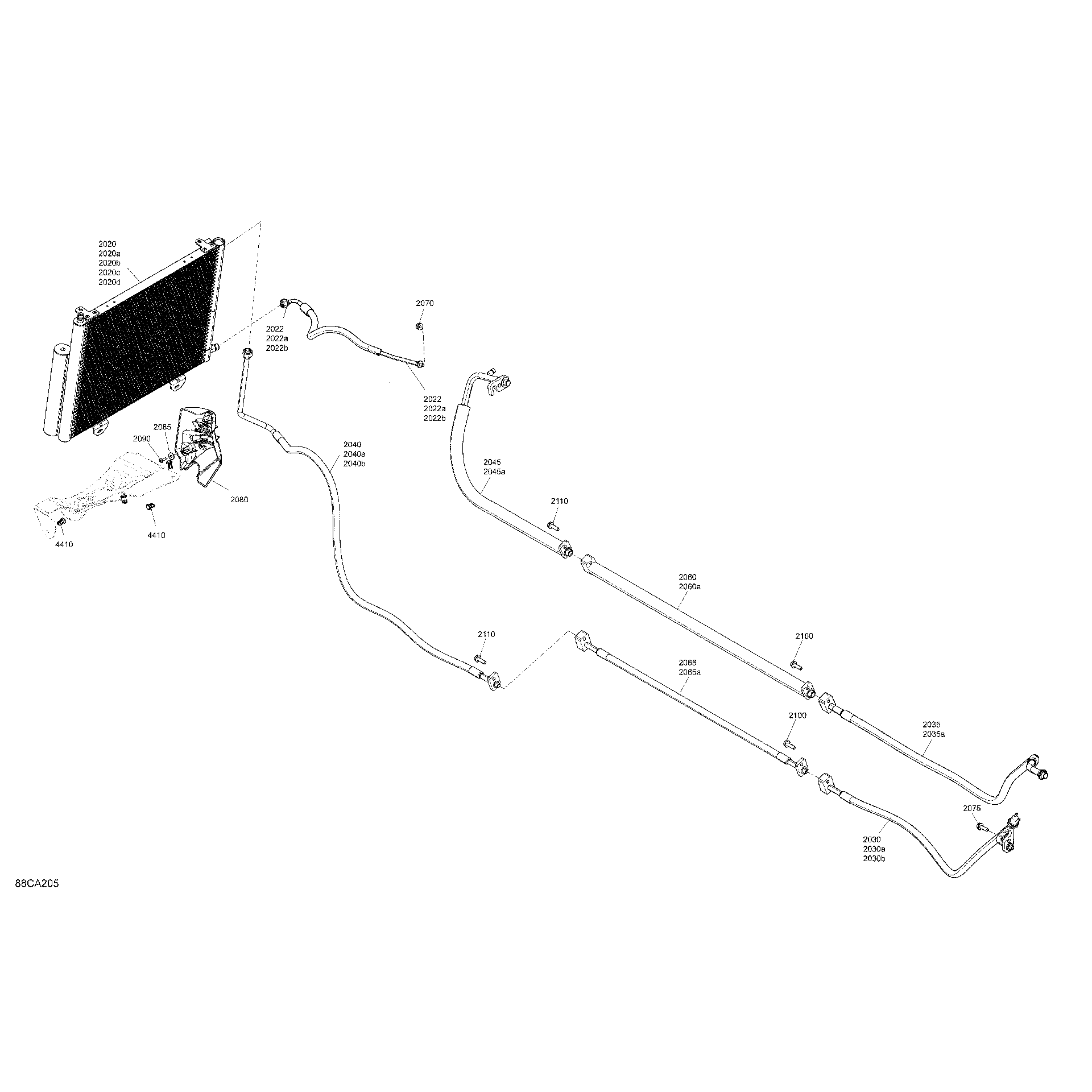 An Image of a Genuine Can-Am Parts Schematic Diagram showing the schematic - BODY - ENCLOSURE CAB - AIR CONDITIONER CONDENSER