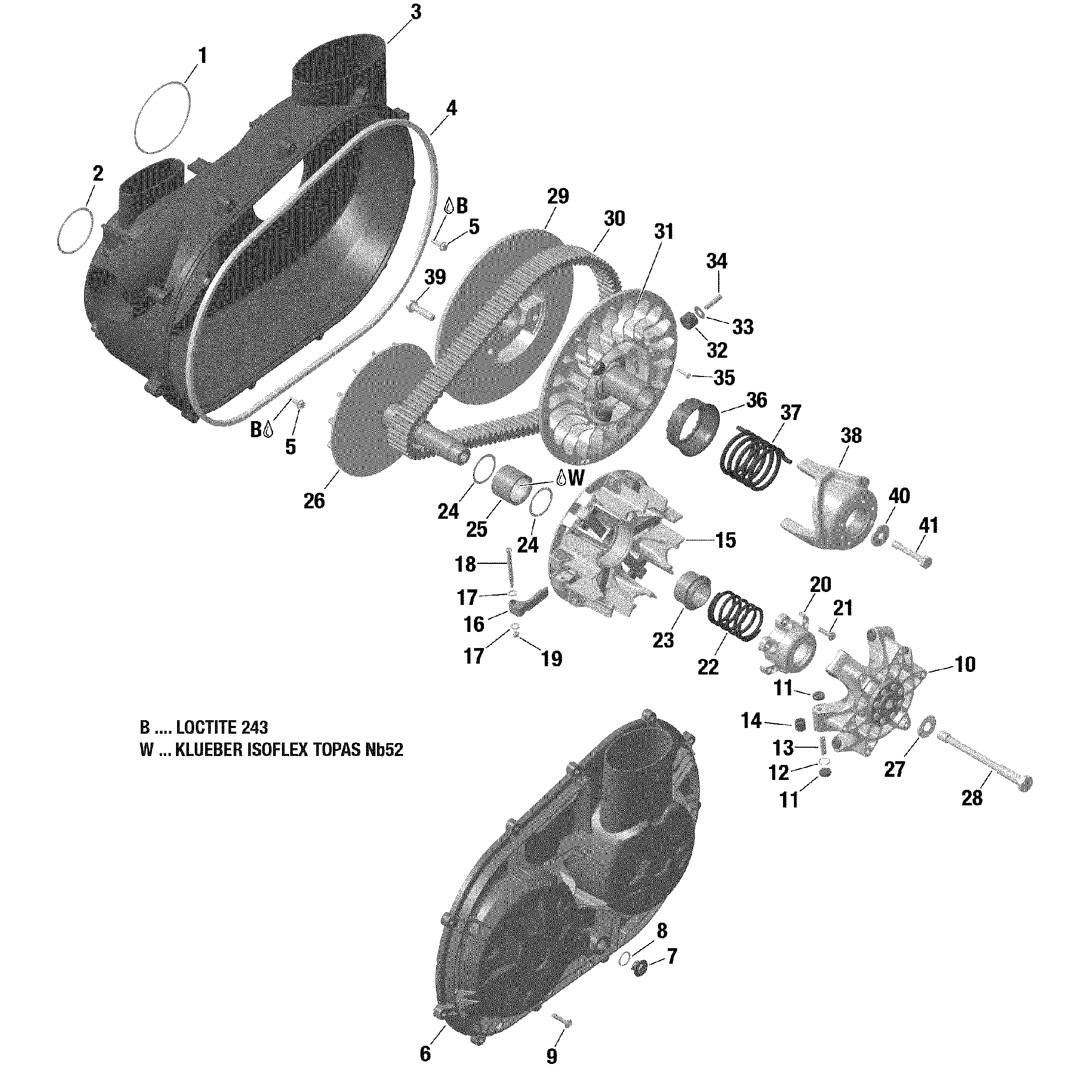 An Image of a Genuine Can-Am Parts Schematic Diagram showing the schematic - TRANSMISSION 900 HO