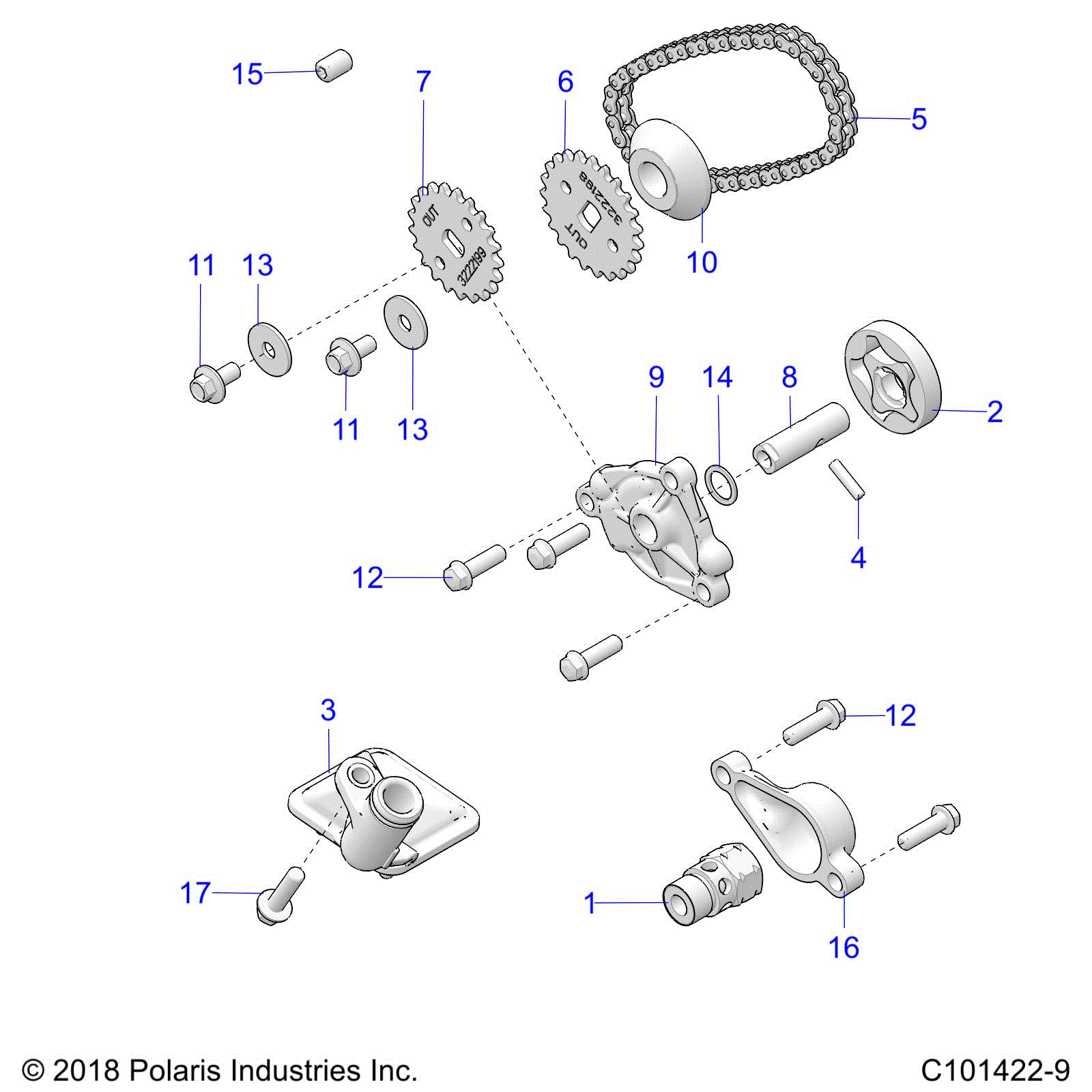 An Image of a Genuine Polaris Parts Schematic Diagram showing the schematic - ENGINE: OIL PUMP - 2021 POLARIS SPORTSMAN 570 HUNTER EDITION