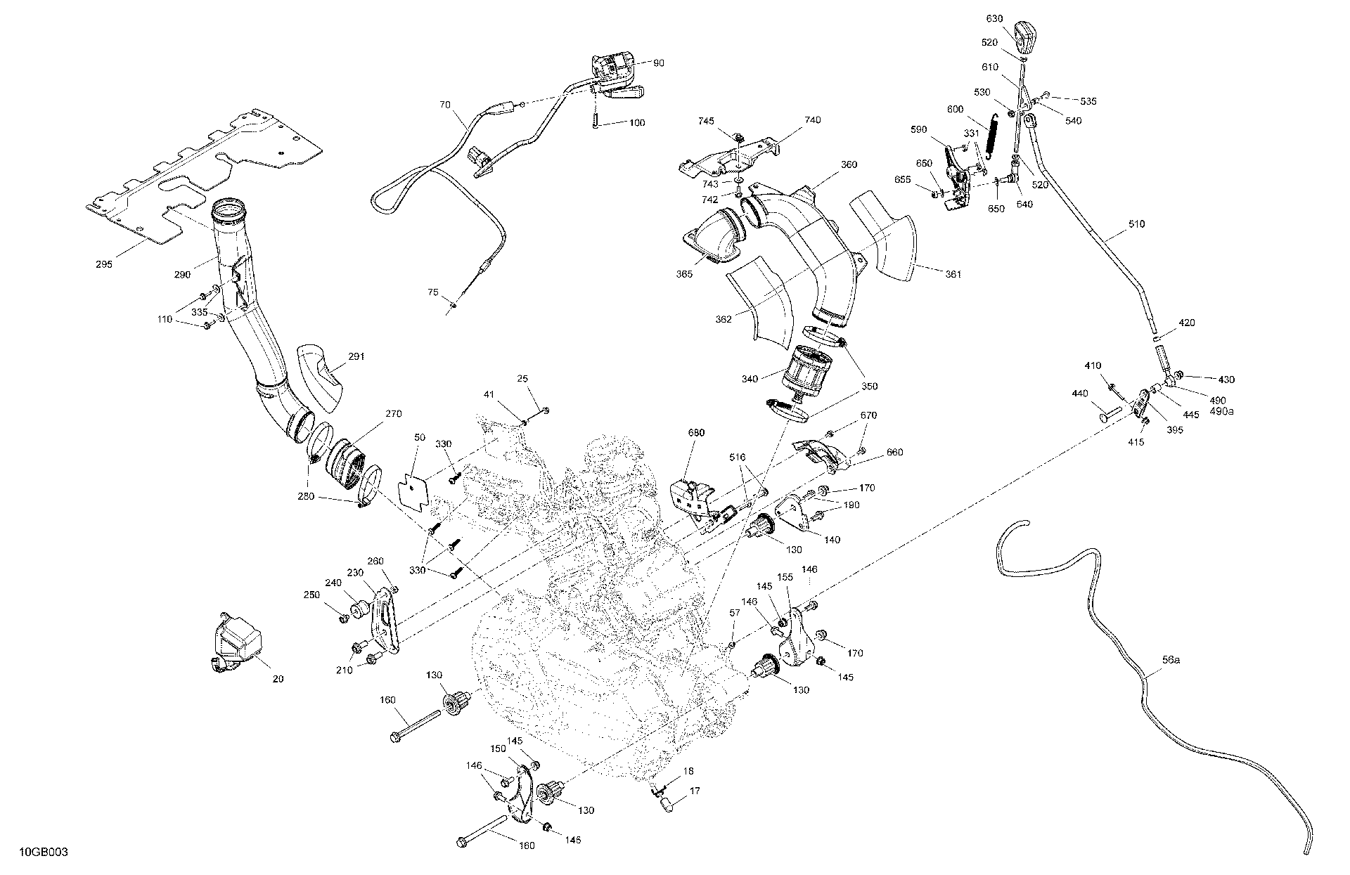 An Image of a Genuine Can-Am Parts Schematic Diagram showing the schematic - ENGINE - SYSTEM