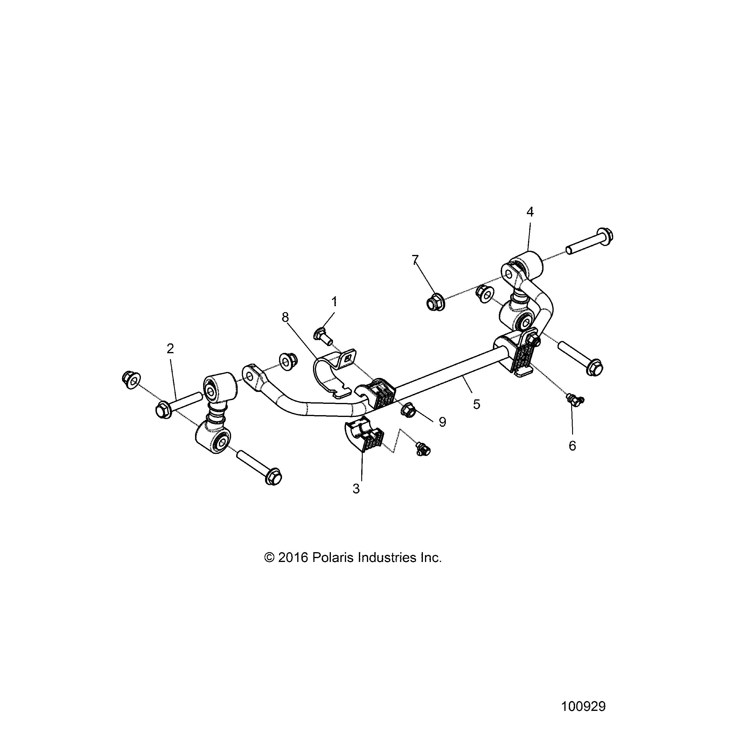 An Image of a Genuine Polaris Parts Schematic Diagram showing the schematic - SUSPENSION: STABILIZER BAR FRONT - 2018 POLARIS ACE 150 EFI INDY
