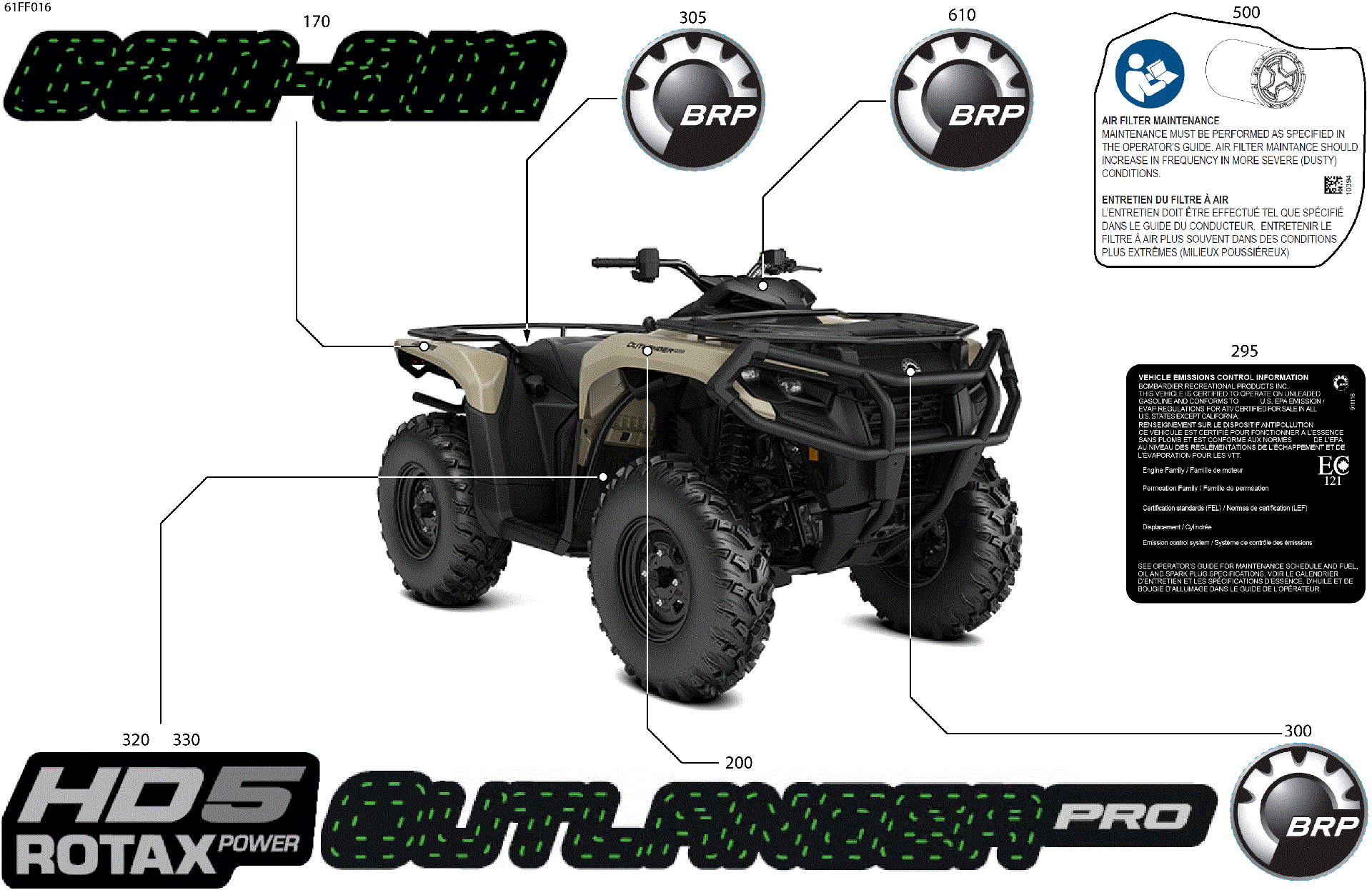 An Image of a Genuine Can-Am Parts Schematic Diagram showing the schematic - BODY - FEATURE DECALS