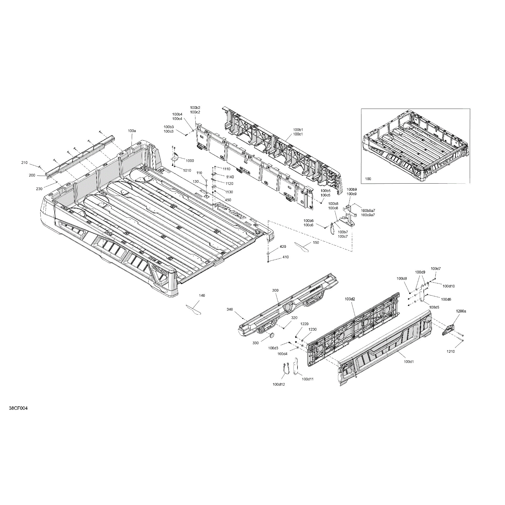 An Image of a Genuine Can-Am Parts Schematic Diagram showing the schematic - BODY - CARGO - UPPER SECTION