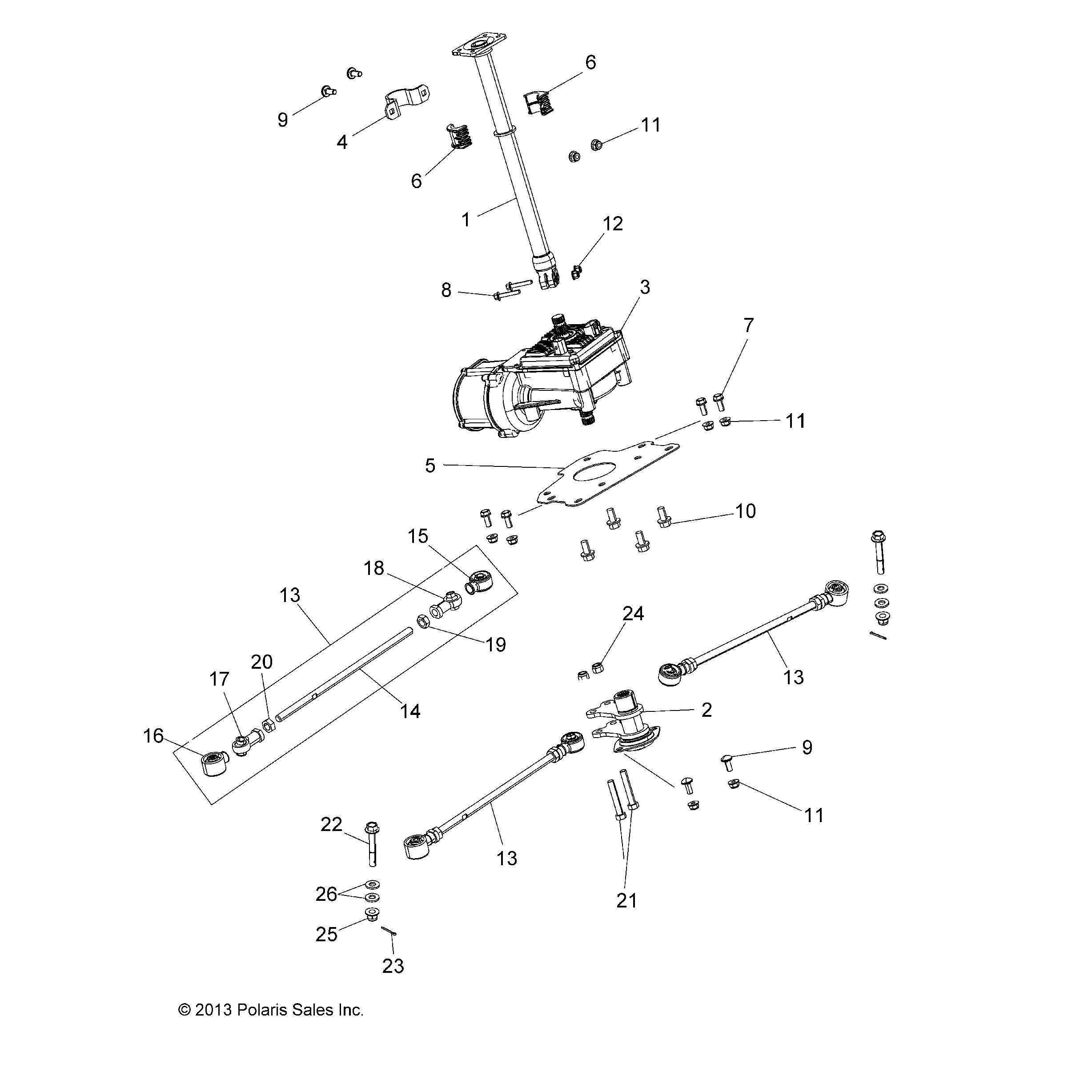 An Image of a Genuine Polaris Parts Schematic Diagram showing the schematic - STEERING: EPS - 2018 POLARIS SPORTSMAN 570 EFI X2 EPS