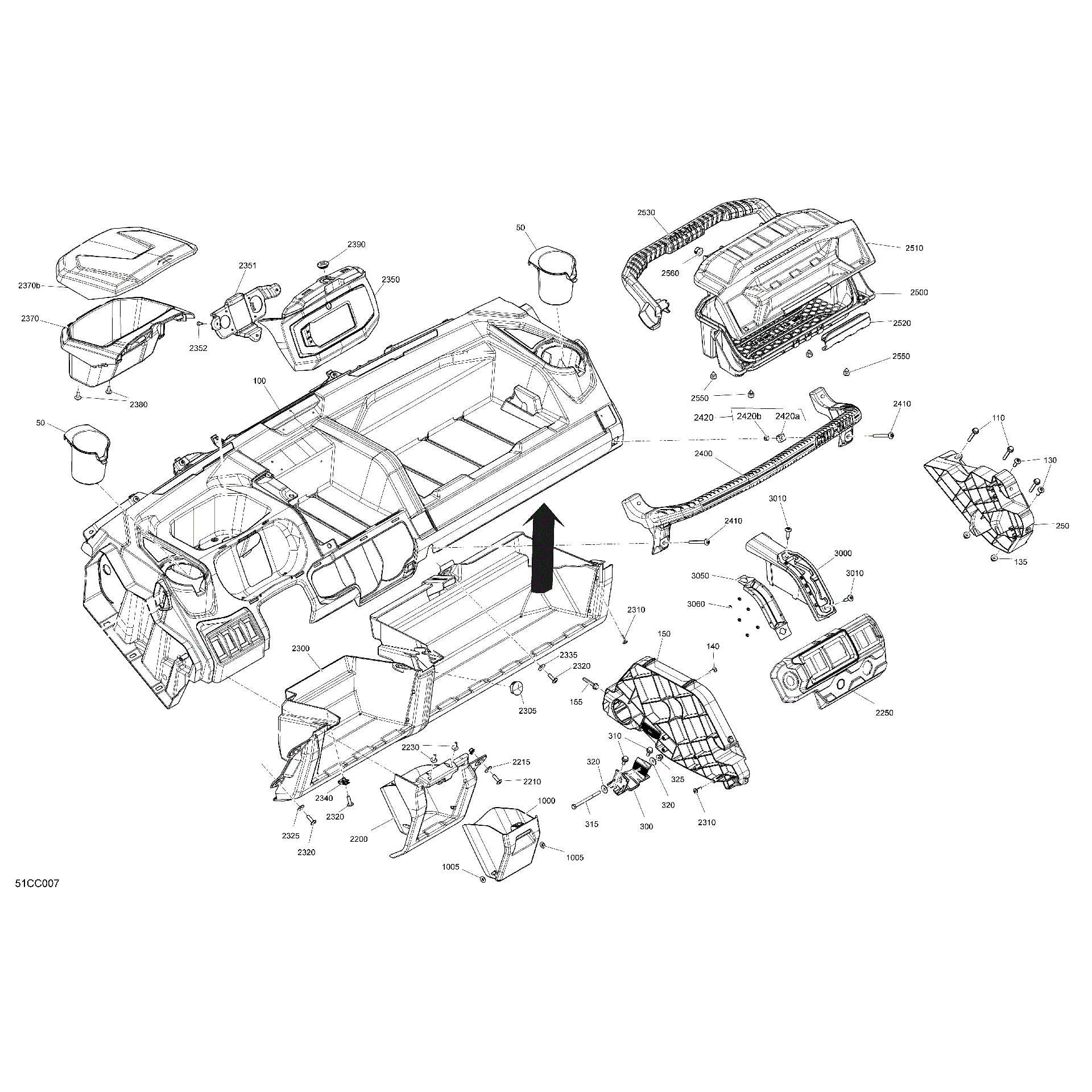 An Image of a Genuine Can-Am Parts Schematic Diagram showing the schematic - CAB INTERIOR - DASHBOARD