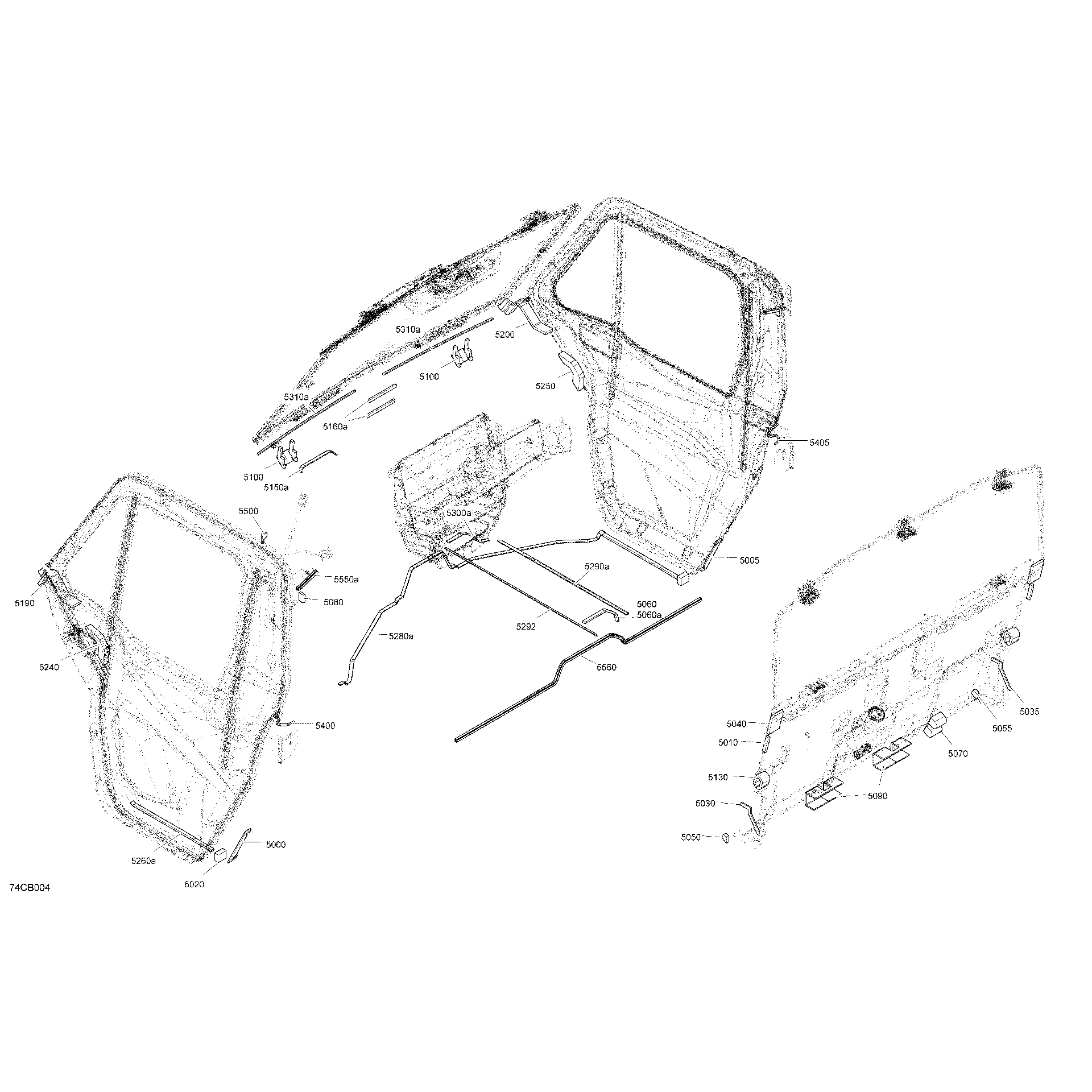 An Image of a Genuine Can-Am Parts Schematic Diagram showing the schematic - ENCLOSURE CAB - ISOLATIONS