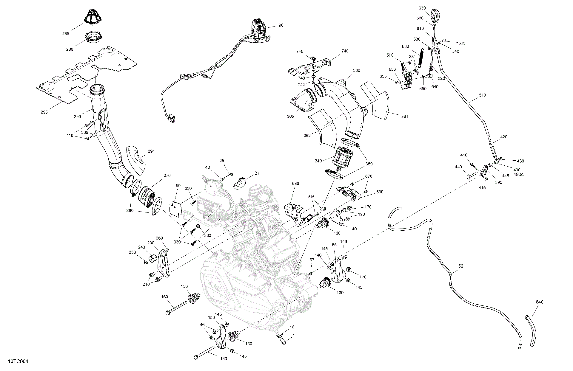 An Image of a Genuine Can-Am Parts Schematic Diagram showing the schematic - ENGINE - SYSTEM