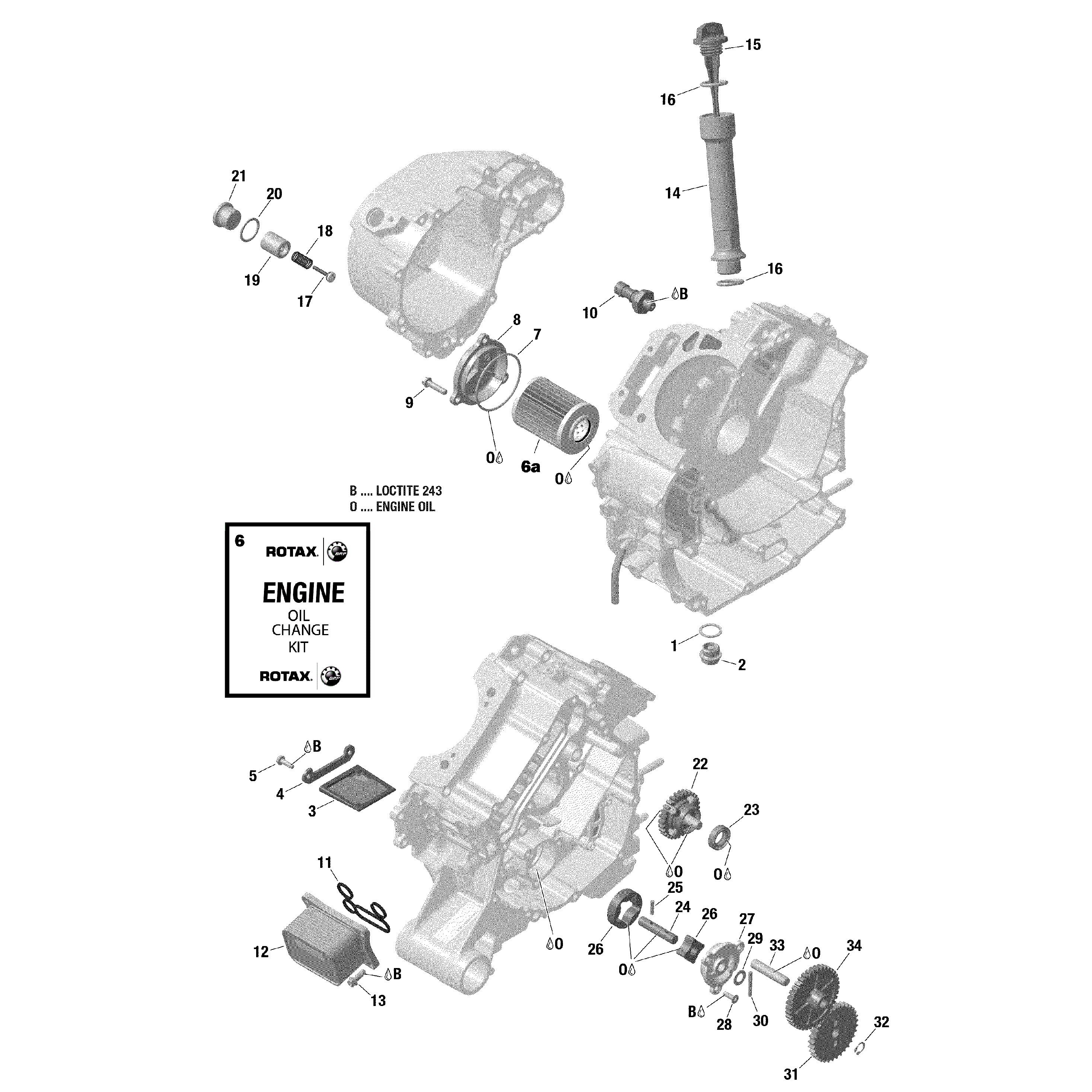 An Image of a Genuine Can-Am Parts Schematic Diagram showing the schematic - ROTAX - ENGINE LUBRICATION