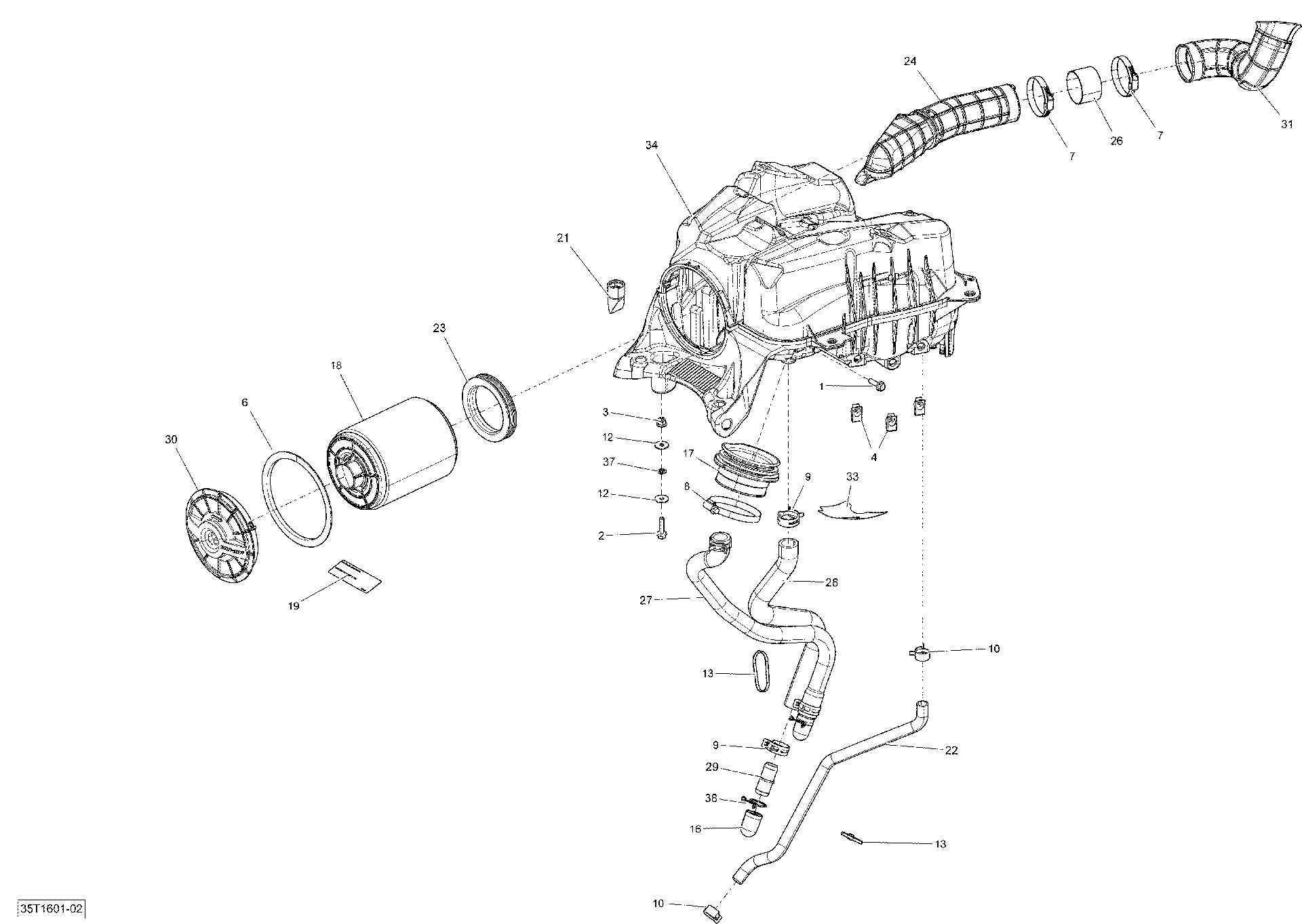 An Image of a Genuine Can-Am Parts Schematic Diagram showing the schematic - AIR INTAKE - X MR