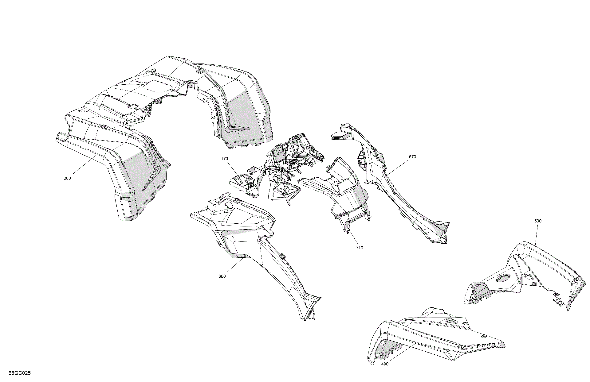 An Image of a Genuine Can-Am Parts Schematic Diagram showing the schematic - BODY - FENDER KIT