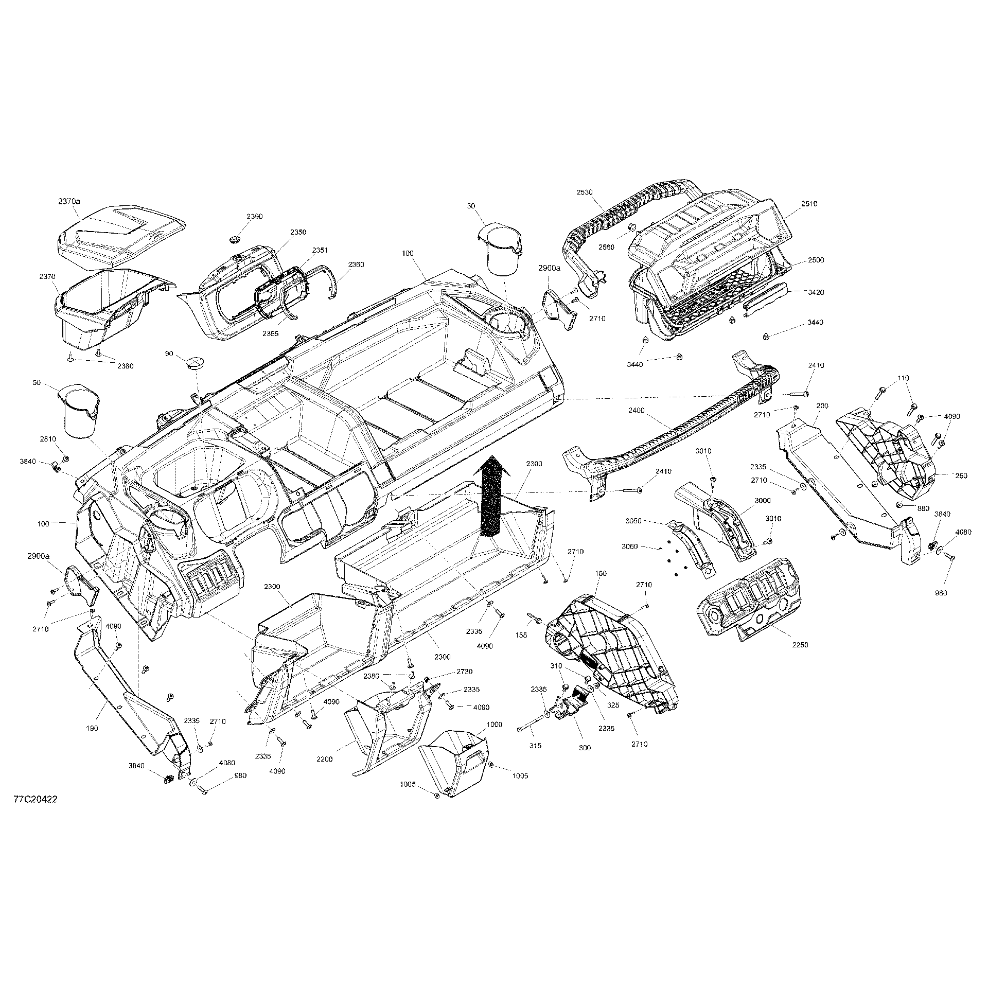 An Image of a Genuine Can-Am Parts Schematic Diagram showing the schematic - CAB INTERIOR - DASHBOARD