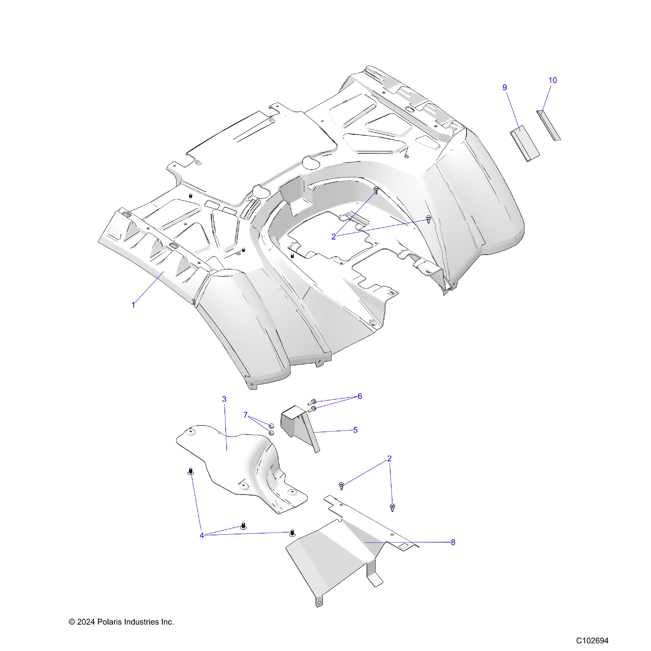 An Image of a Genuine Polaris Parts Schematic Diagram showing the schematic - BODY: REAR CAB - 2025 POLARIS SPORTSMAN 850 MUD 49S