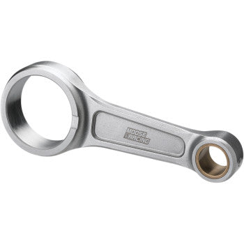 A silver metal Honda Connecting Rod by Moose Offroad, featuring a large and small circular opening at each end, with "Moose Offroad" engraved on the side.