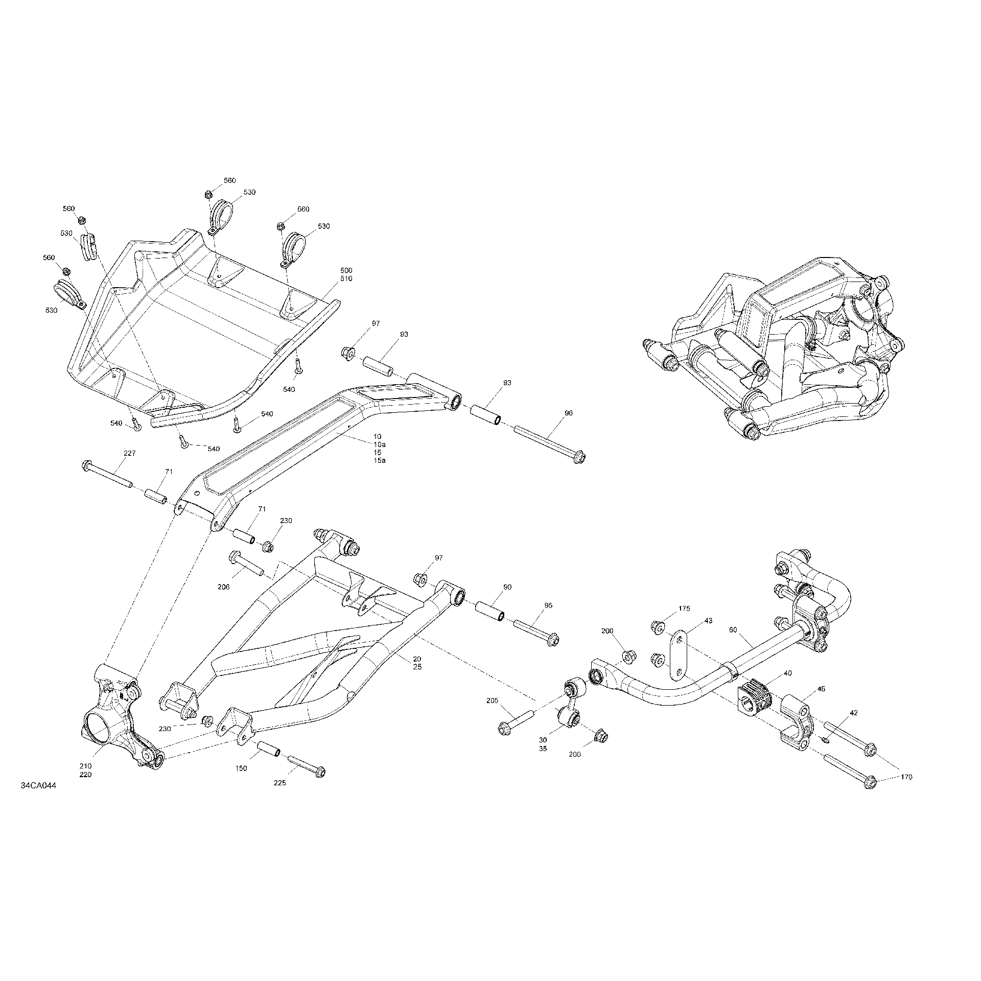 An Image of a Genuine Can-Am Parts Schematic Diagram showing the schematic - SUSPENSION - REAR - BUILT AFTER JANUARY 18TH 2021