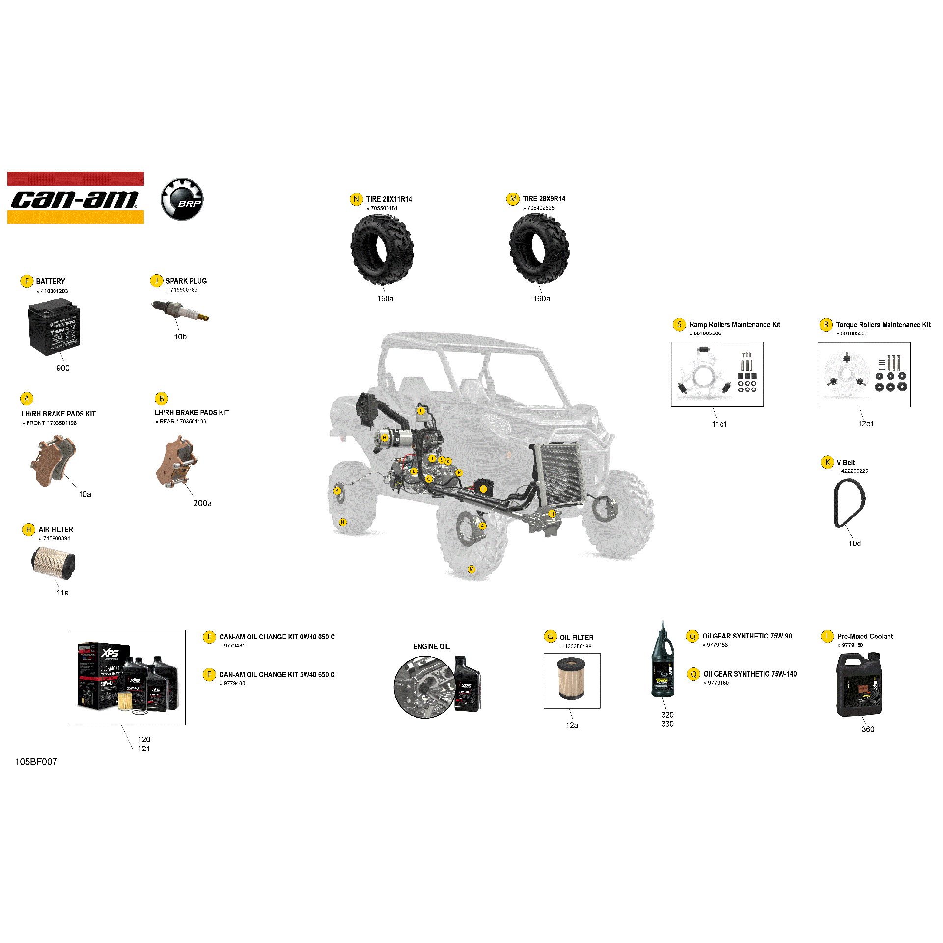 An Image of a Genuine Can-Am Parts Schematic Diagram showing the schematic - SERVICE - MAINTENANCE PARTS & FLUIDS