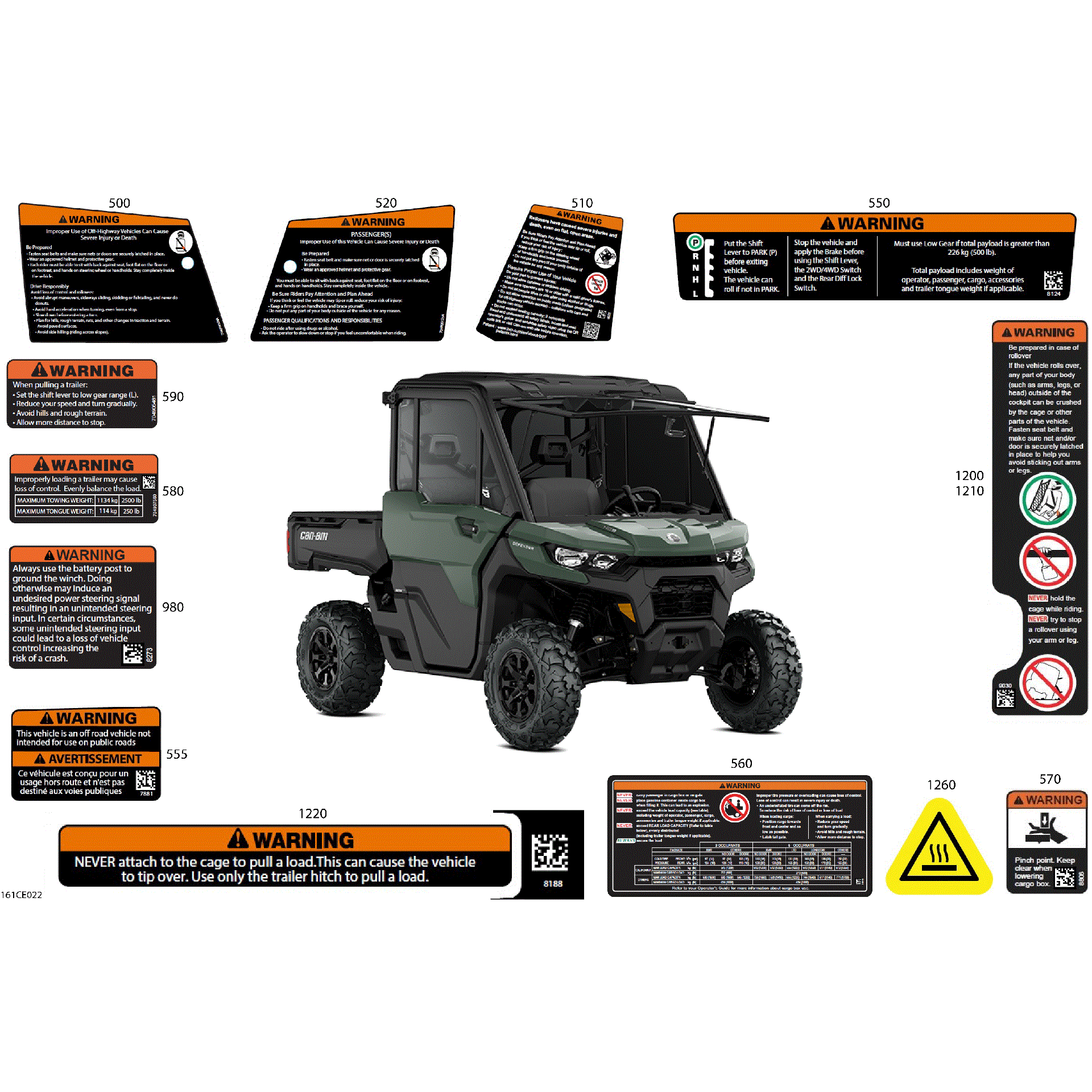 An Image of a Genuine Can-Am Parts Schematic Diagram showing the schematic - BODY - WARNING DECALS
