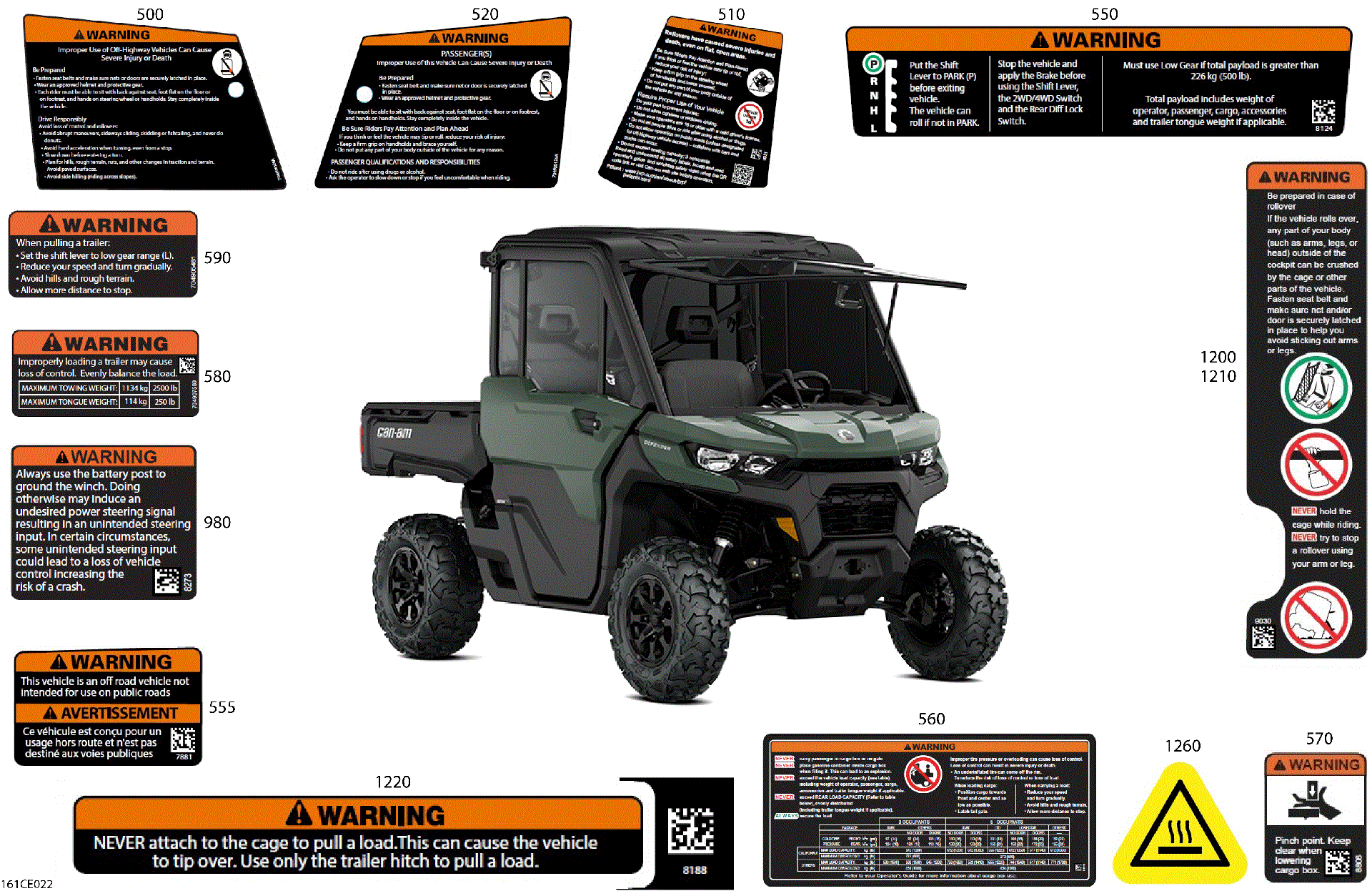 An Image of a Genuine Can-Am Parts Schematic Diagram showing the schematic - BODY - WARNING DECALS