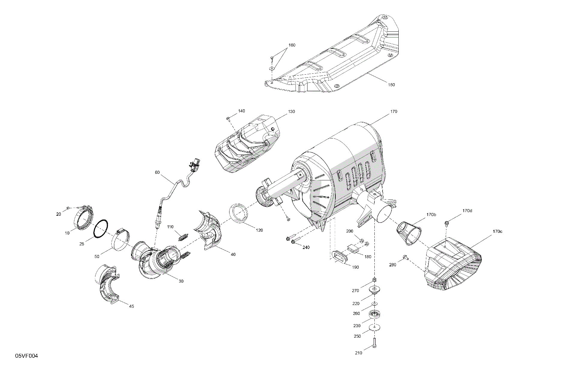 An Image of a Genuine Can-Am Parts Schematic Diagram showing the schematic - ENGINE - EXHAUST