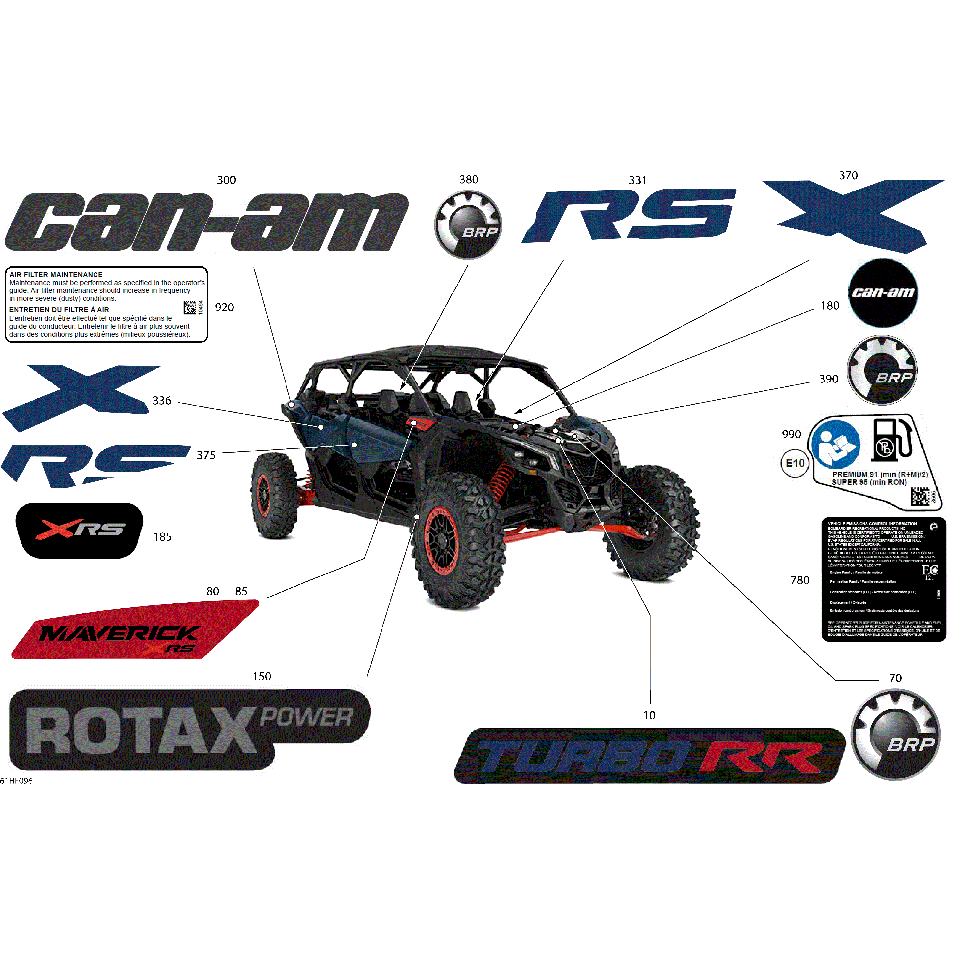 An Image of a Genuine Can-Am Parts Schematic Diagram showing the schematic - BODY - DECALS