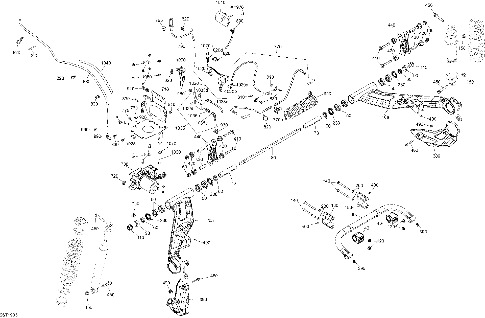 An Image of a Genuine Can-Am Parts Schematic Diagram showing the schematic - REAR SUSPENSION - PACKAGE LTD